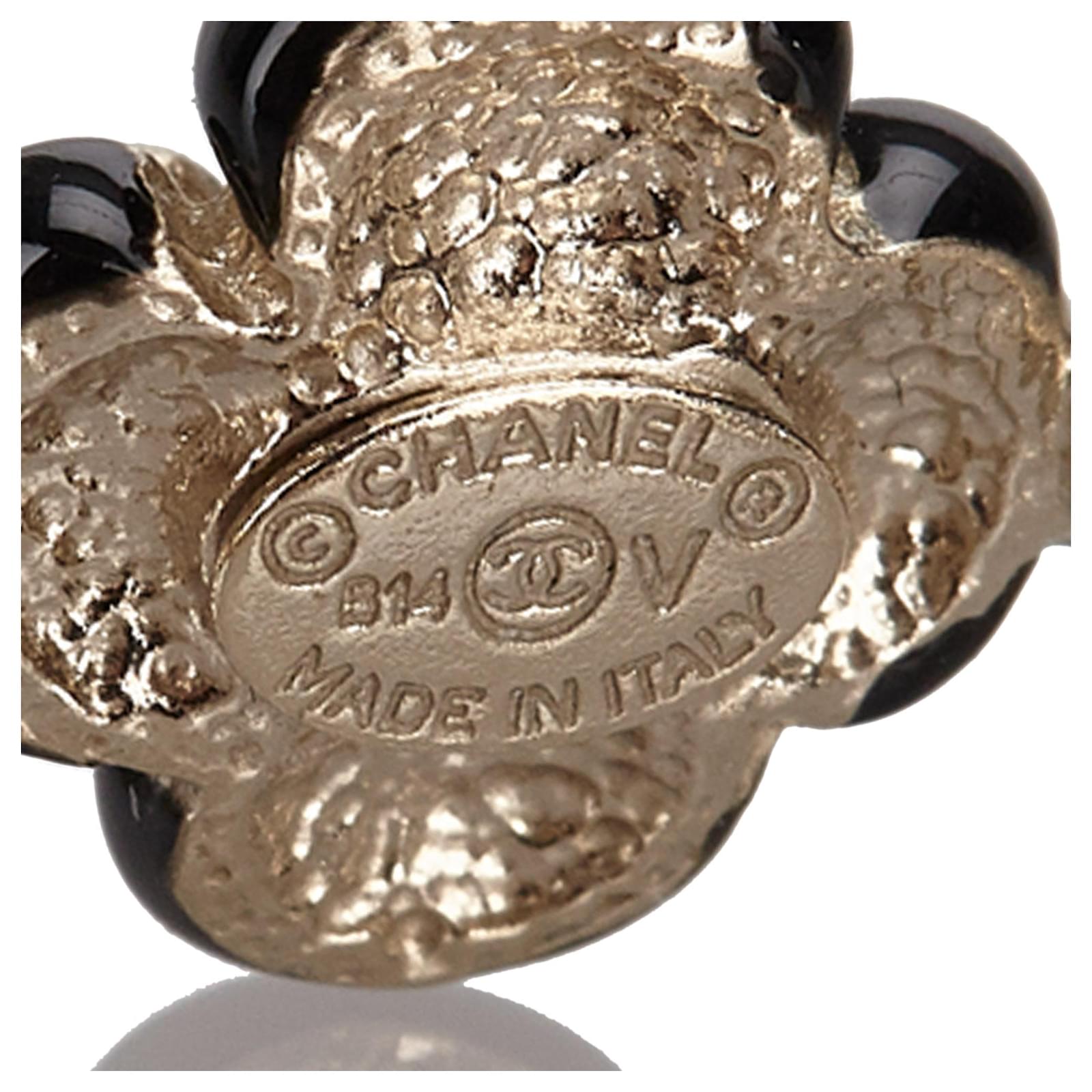 Bague Chanel Camélia Noir Métal Argenté ref.152782 Joli Closet