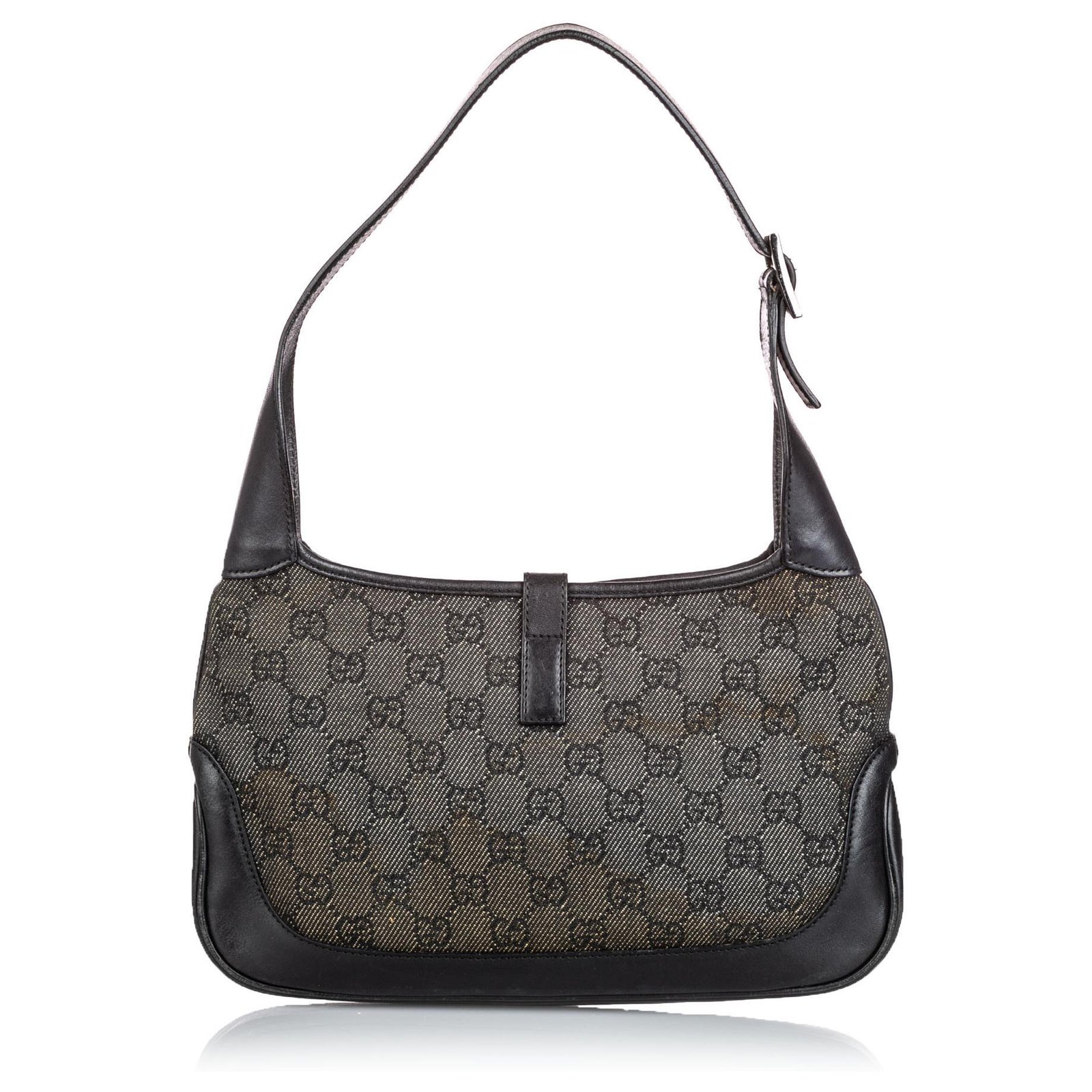 Gucci Black Denim Jackie Shoulder Bag Hobo 