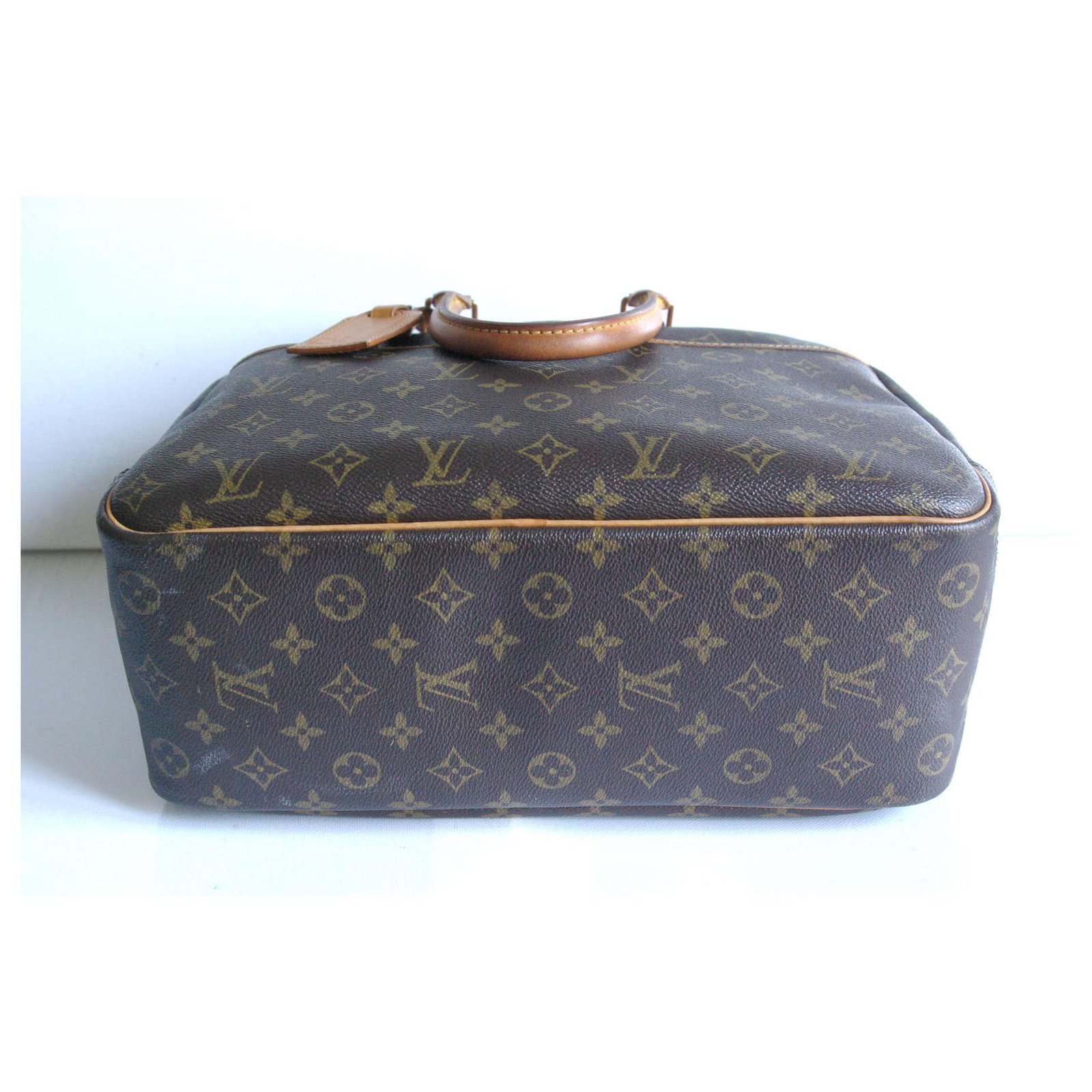 Louis Vuitton Bowling vanity Deauville Light brown Leather Cloth ref.137650  - Joli Closet