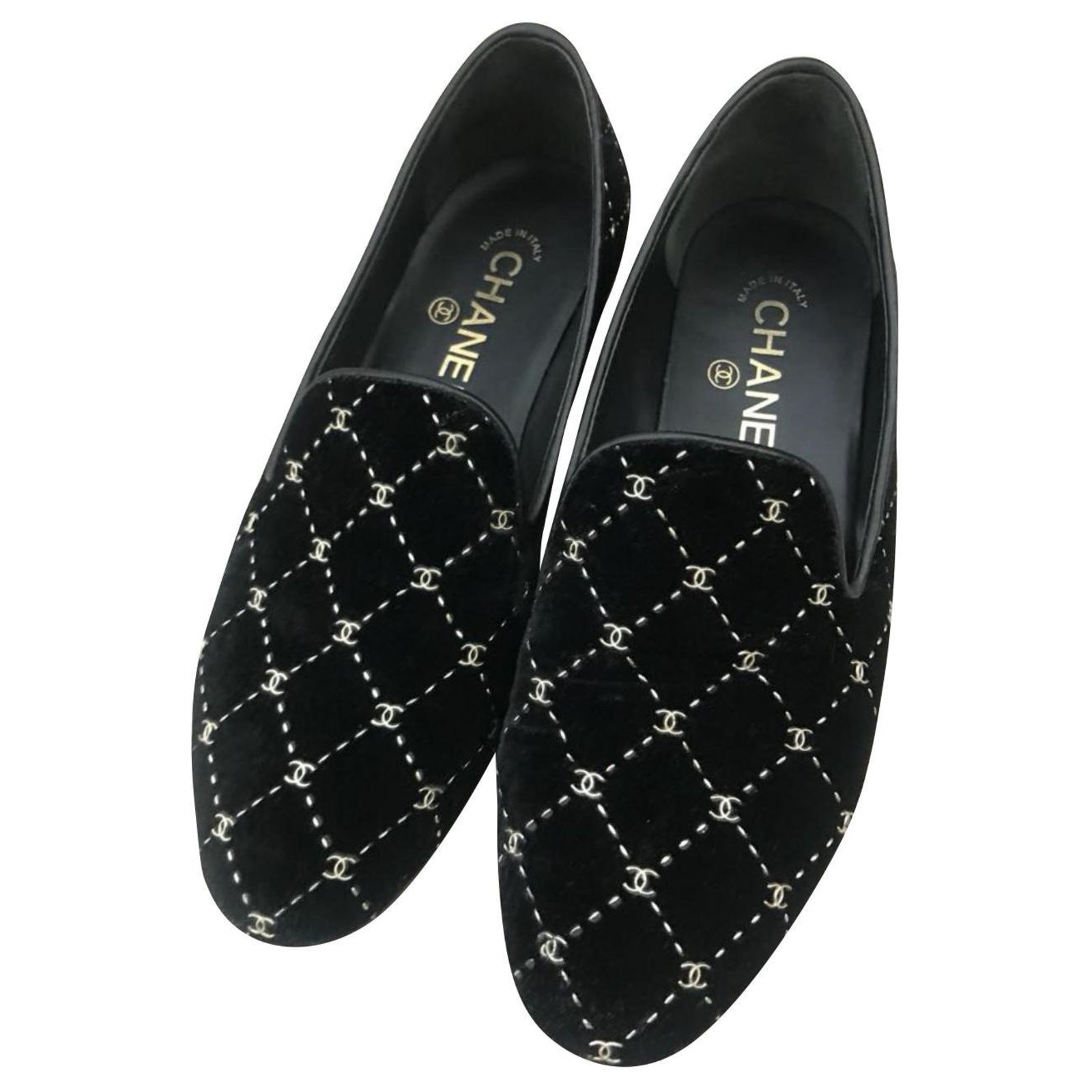 Chaussures Chanel en velours noir EU37 ref.153095 Joli Closet
