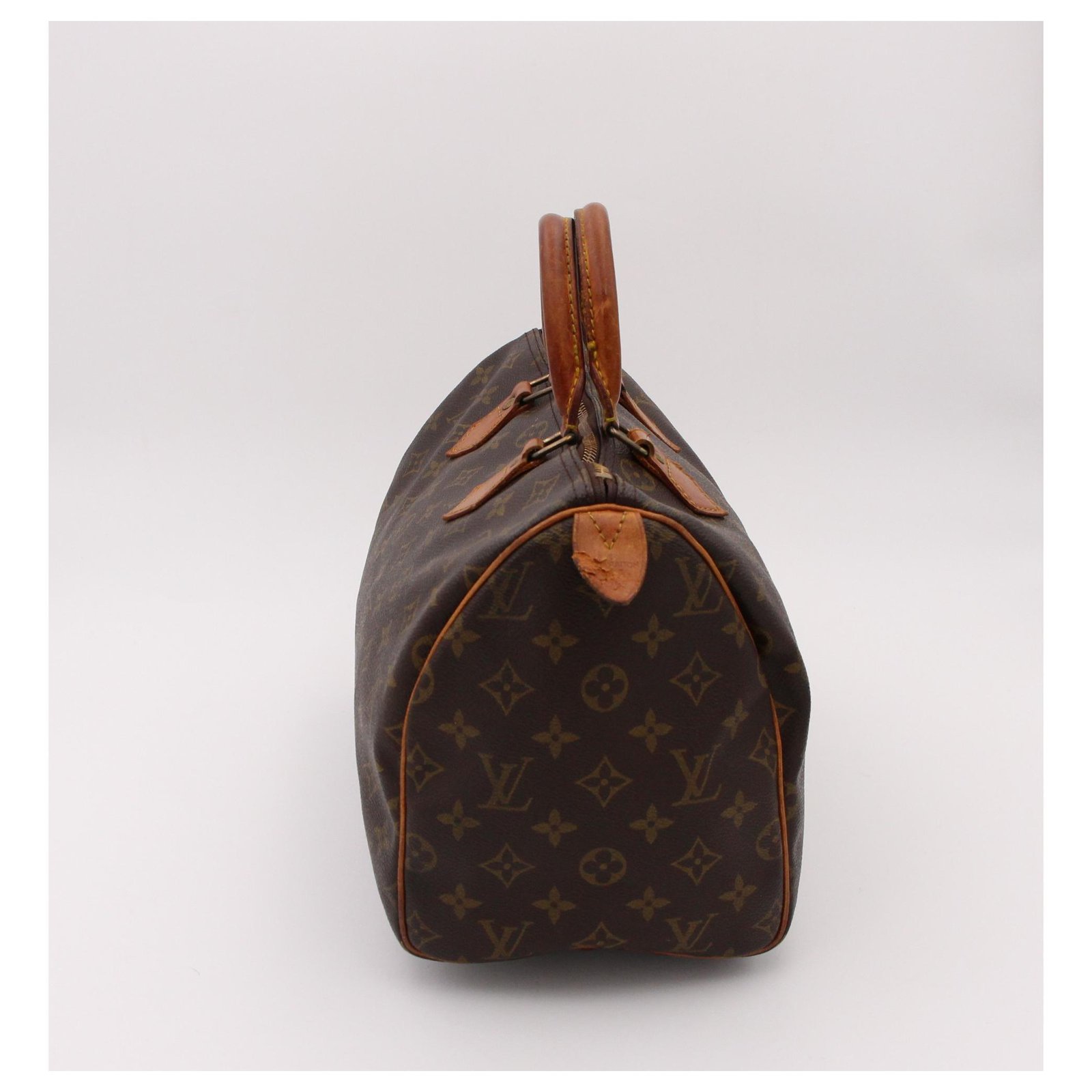 Vintage bag LOUIS VUITTON, Speedy model 35cm, 1990 Brown Cloth ref.153157 -  Joli Closet