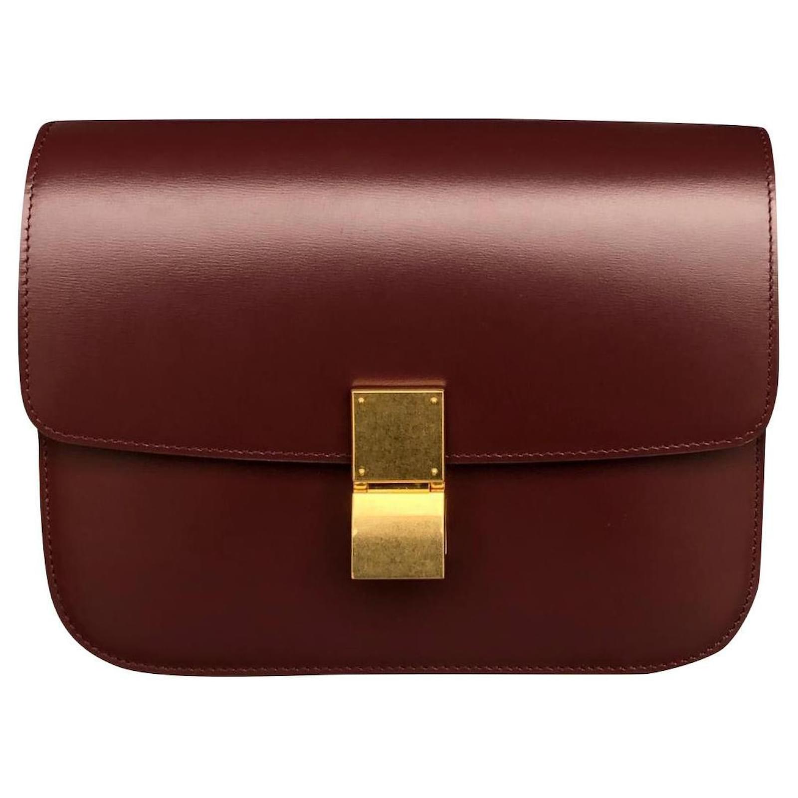 Classic Box C?�line Sac CELINE, Mod?�le Classic Cuir Bordeaux ref.153163 - Joli Closet