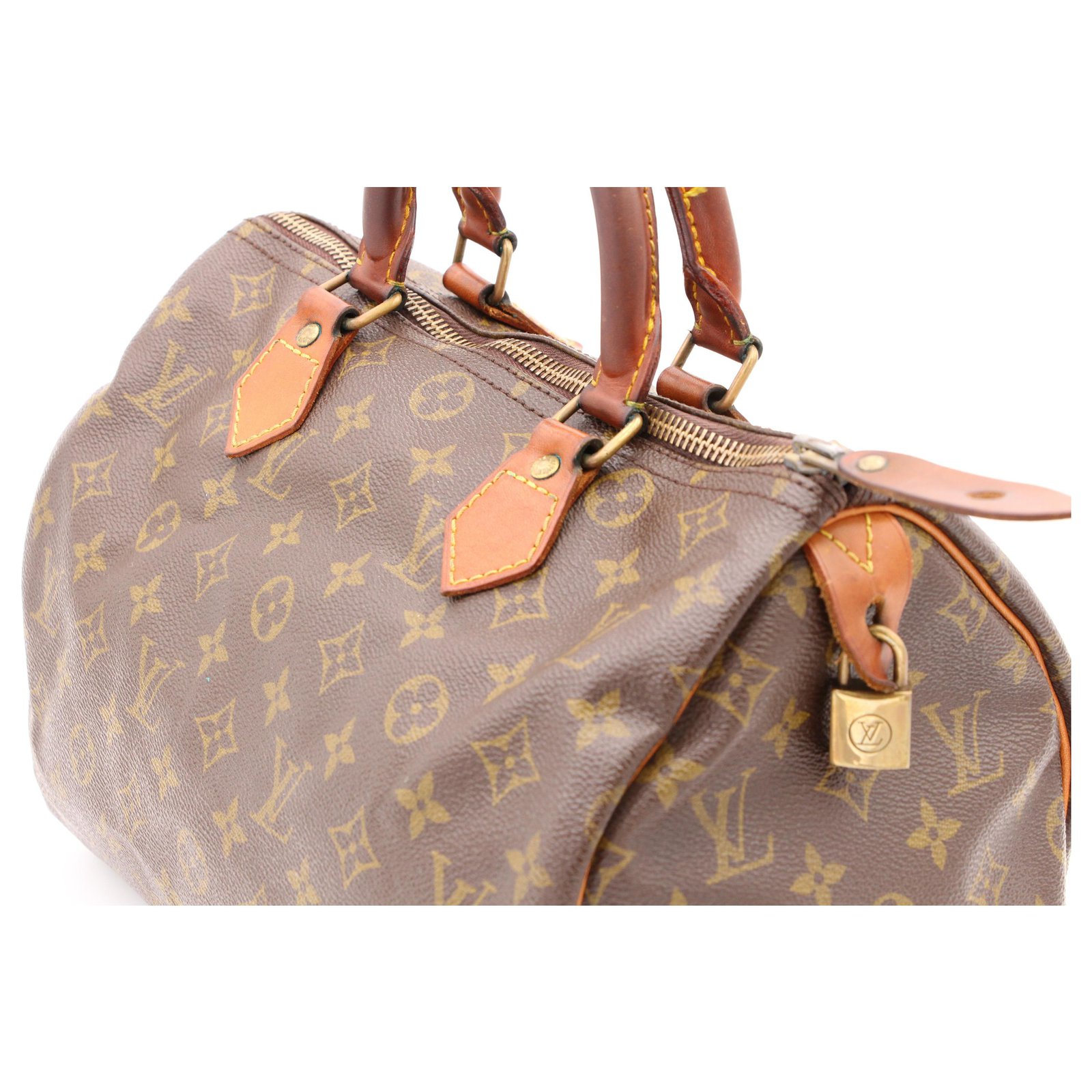 Vintage bag LOUIS VUITTON, Speedy model 35cm, 1982 Brown Cloth ref.153166 -  Joli Closet