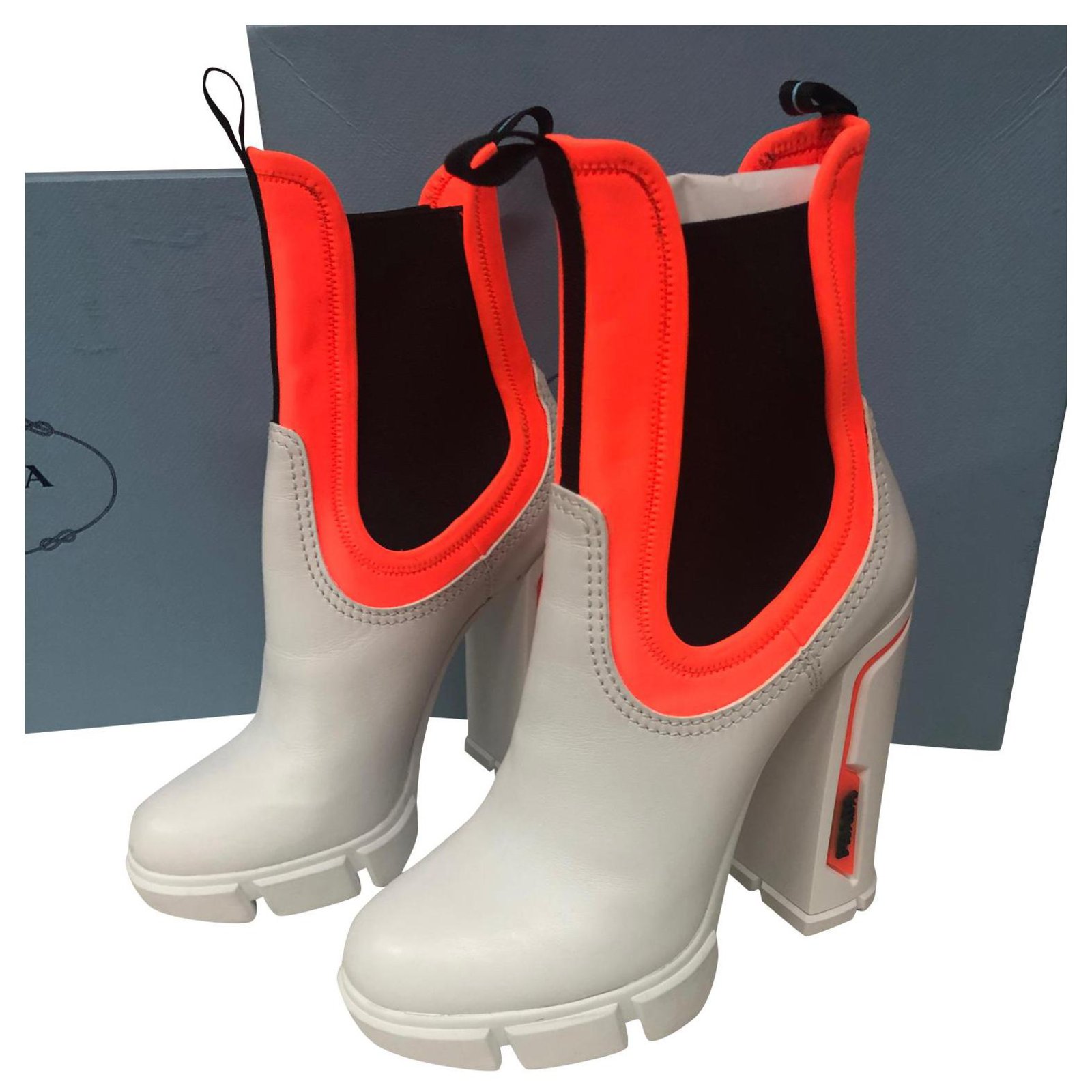 prada monolith patent leather pointed booties