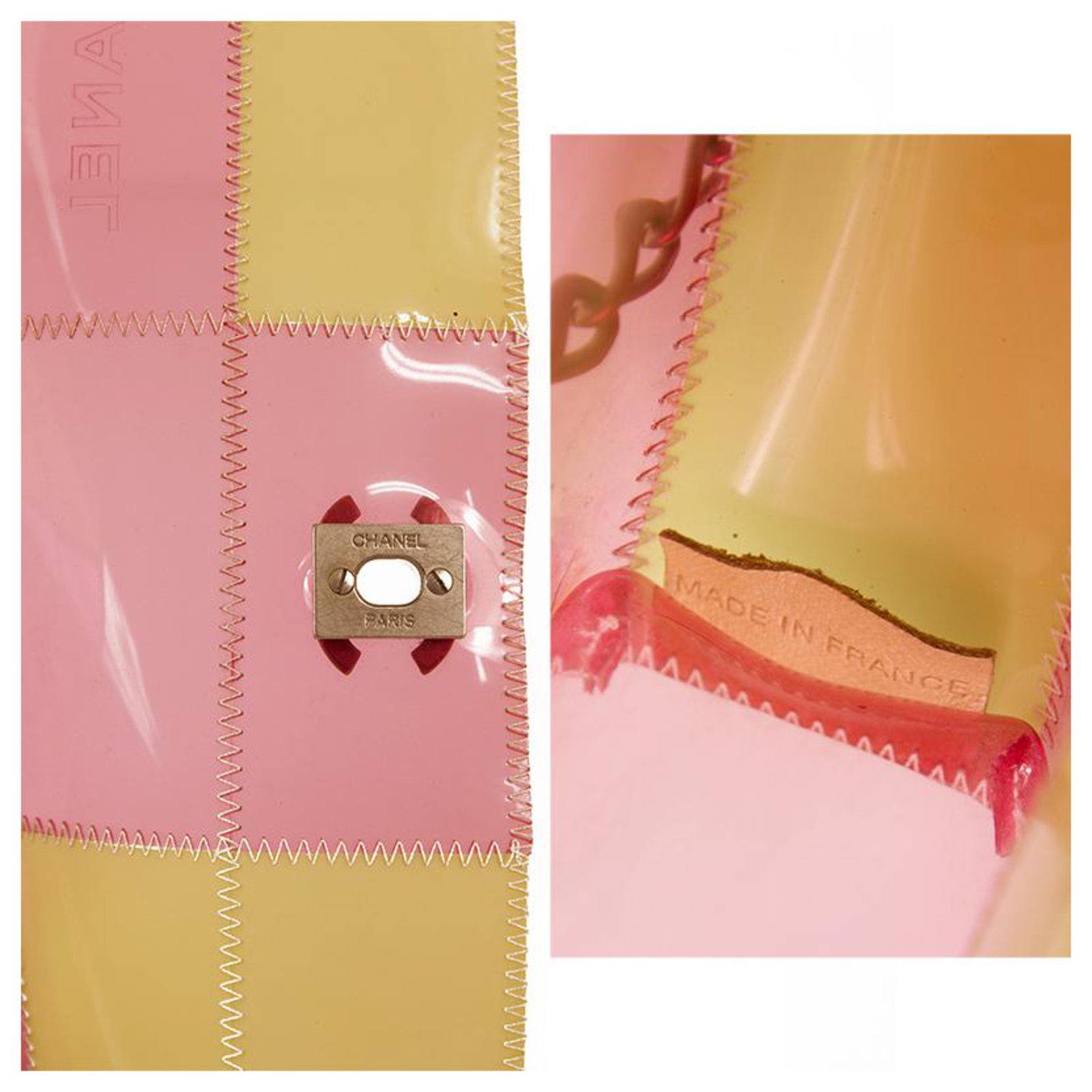 Chanel Classic Flap Naked Patchwork Clear Pink & Beige Vinyl Shoulder Bag