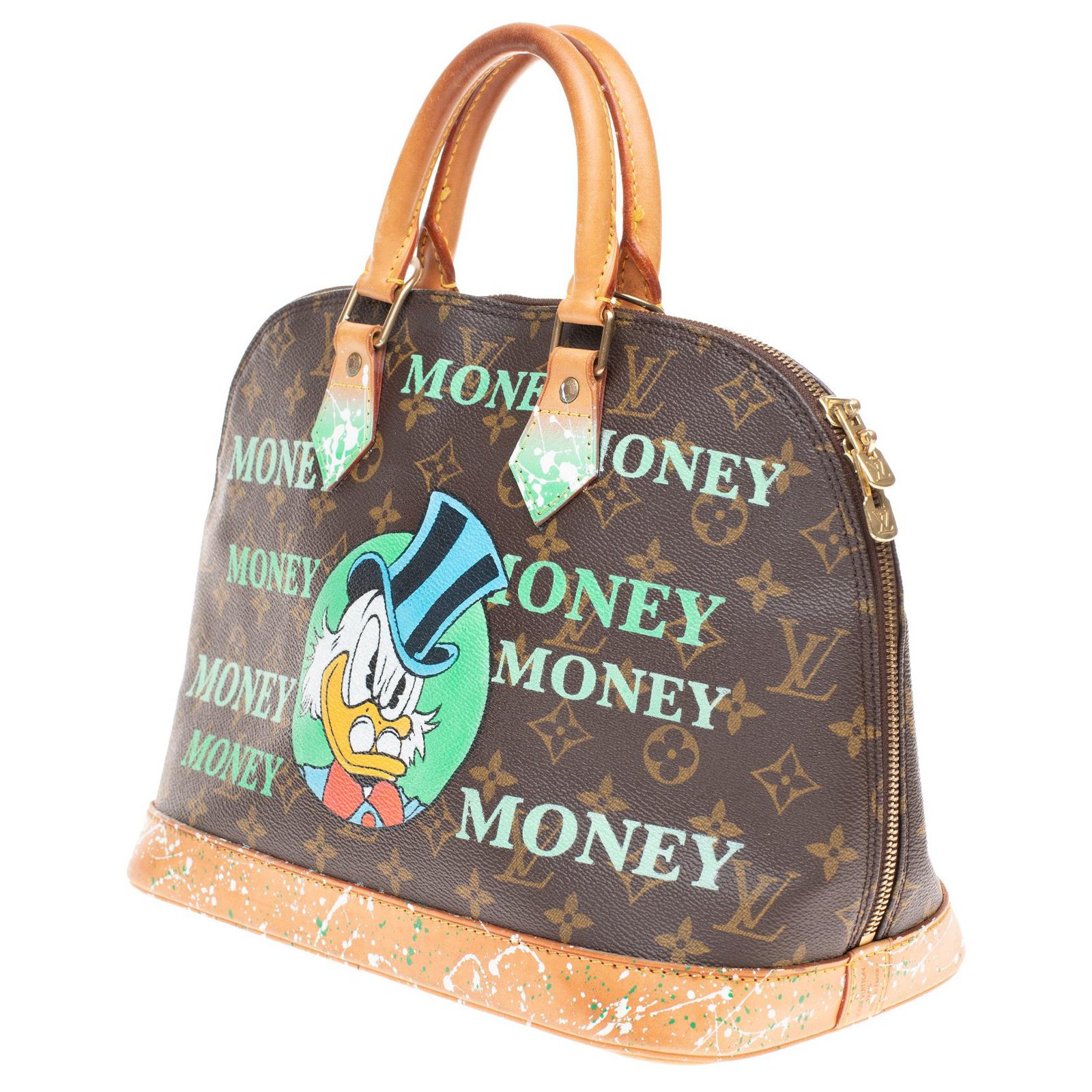 Customized Louis Vuitton Alma Picsou loves Money in brown