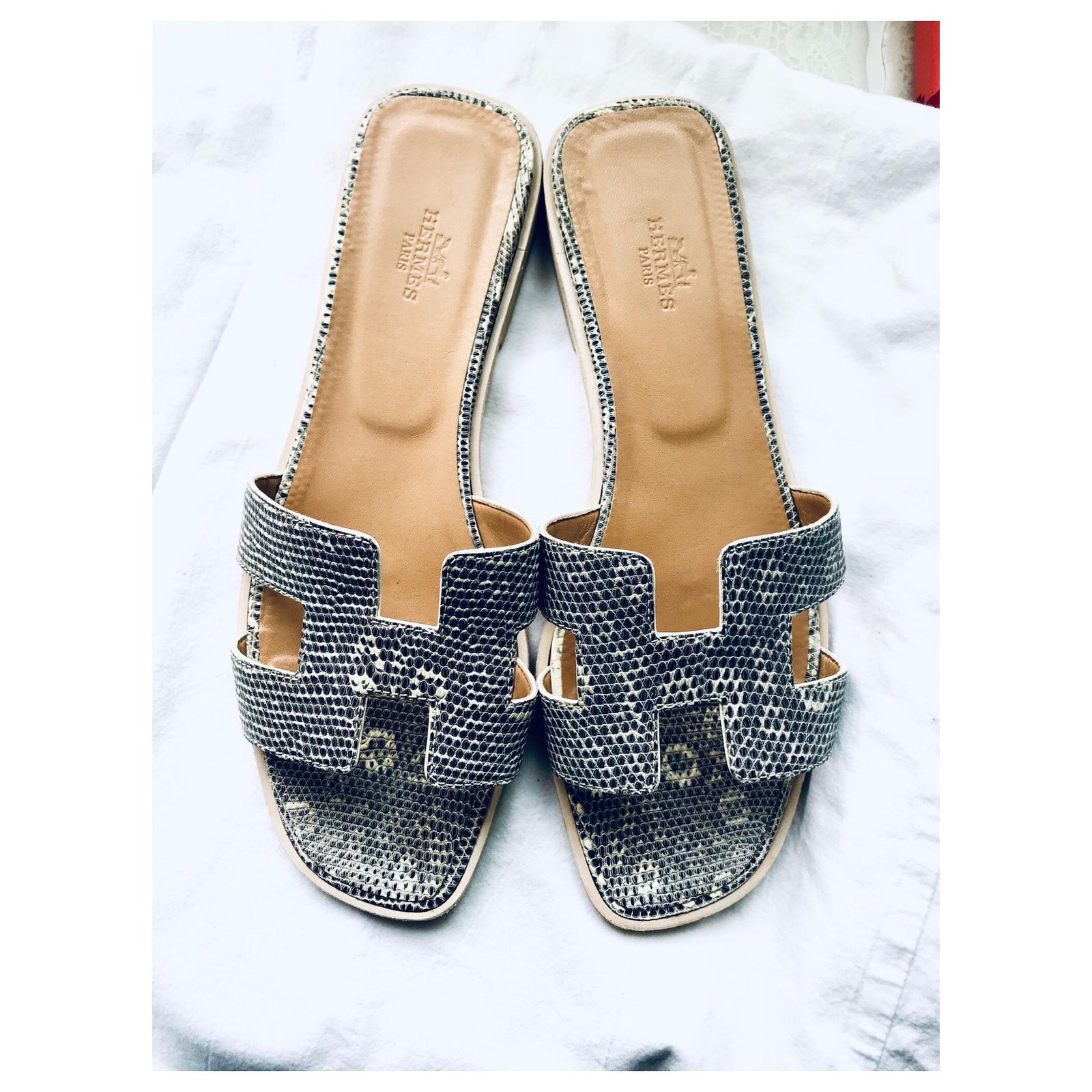 Hermes Oran Shoes Sandals Lizard Ombre Size 40 NEW For Sale at 1stDibs
