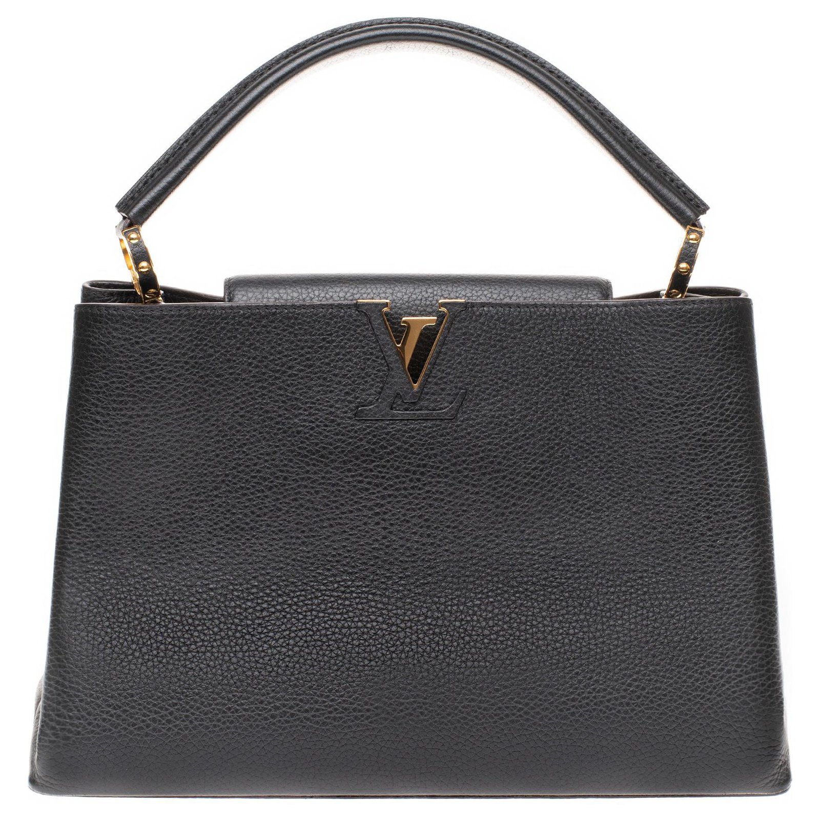 Superb Louis Vuitton Capucines MM bag in black bull in excellent ...