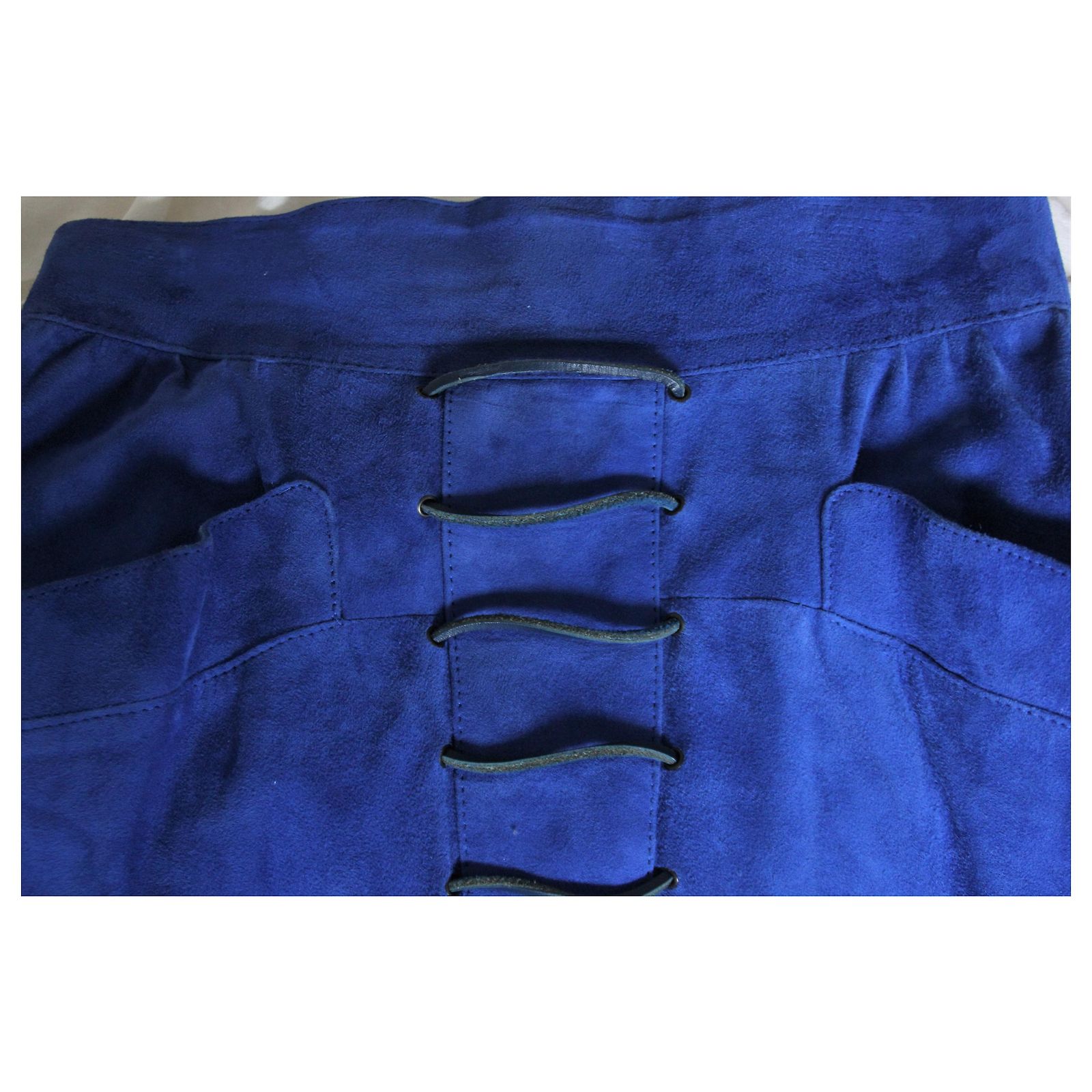 Jupe Crayon Thierry Mugler - Cuir Verni Noir Véritable, Taille M, Vintage (occasion Parfait état)