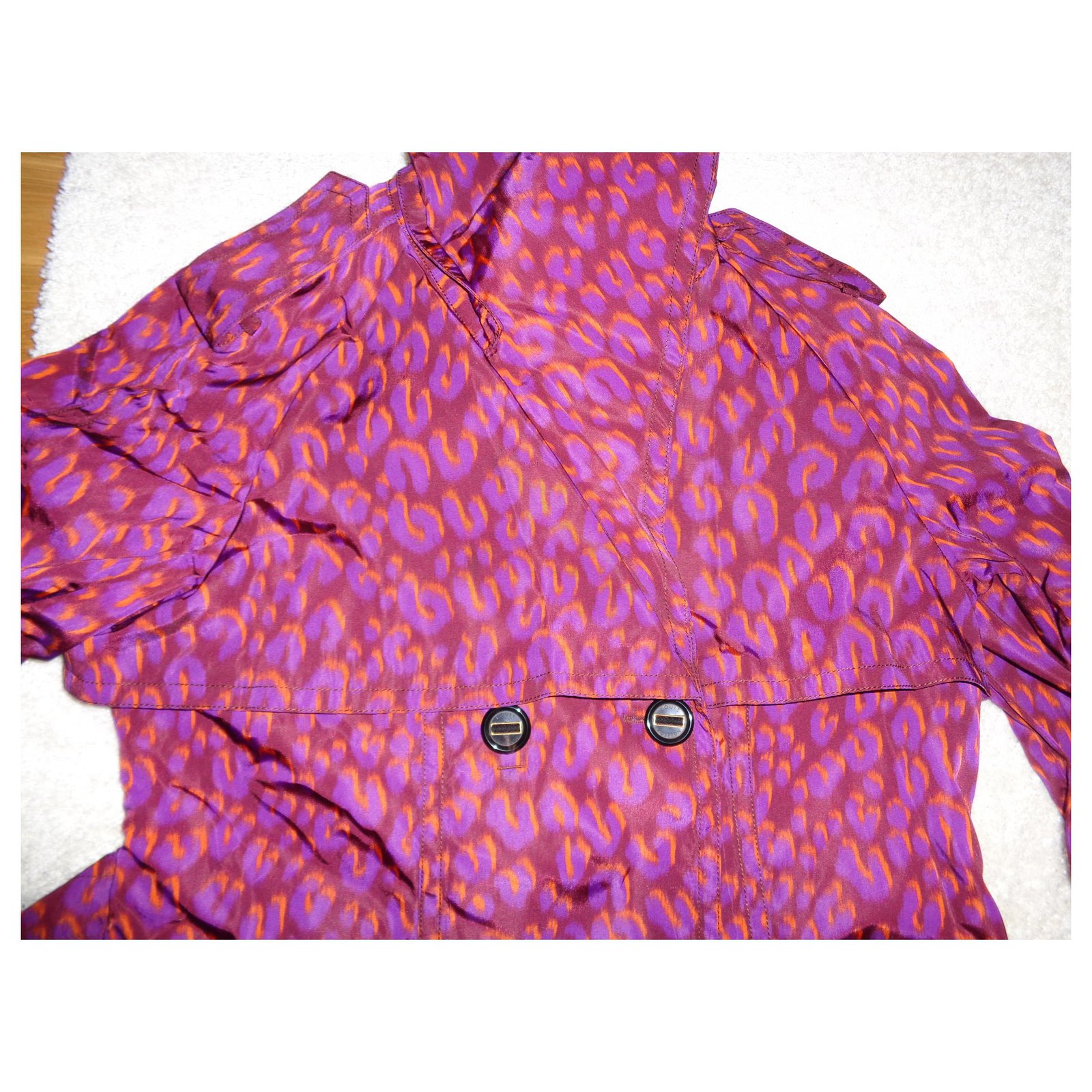 LOUIS VUITTON Trench Coat Belt Leopard Purple Size 42(IT.)WOMEN Polyamide  ref.154545 - Joli Closet