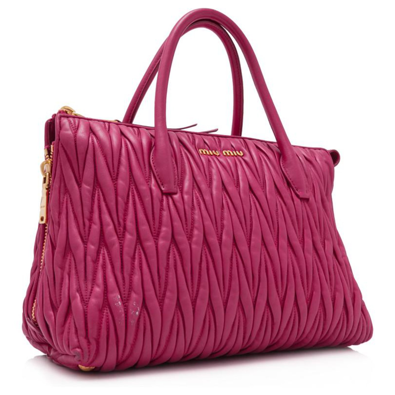 Miu Miu Pink Lambskin Leather Matelasse Shopping Bag ref.154594 - Joli ...