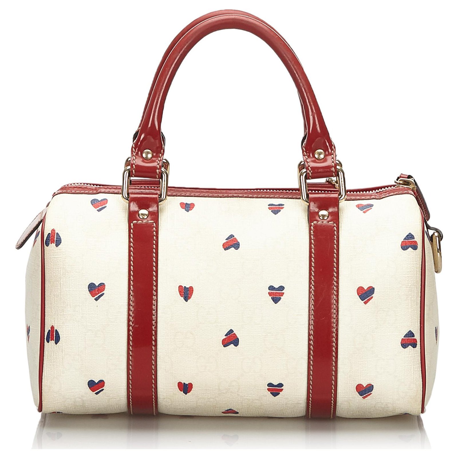 Gucci White GG Supreme Hearts Small Joy Boston Bag