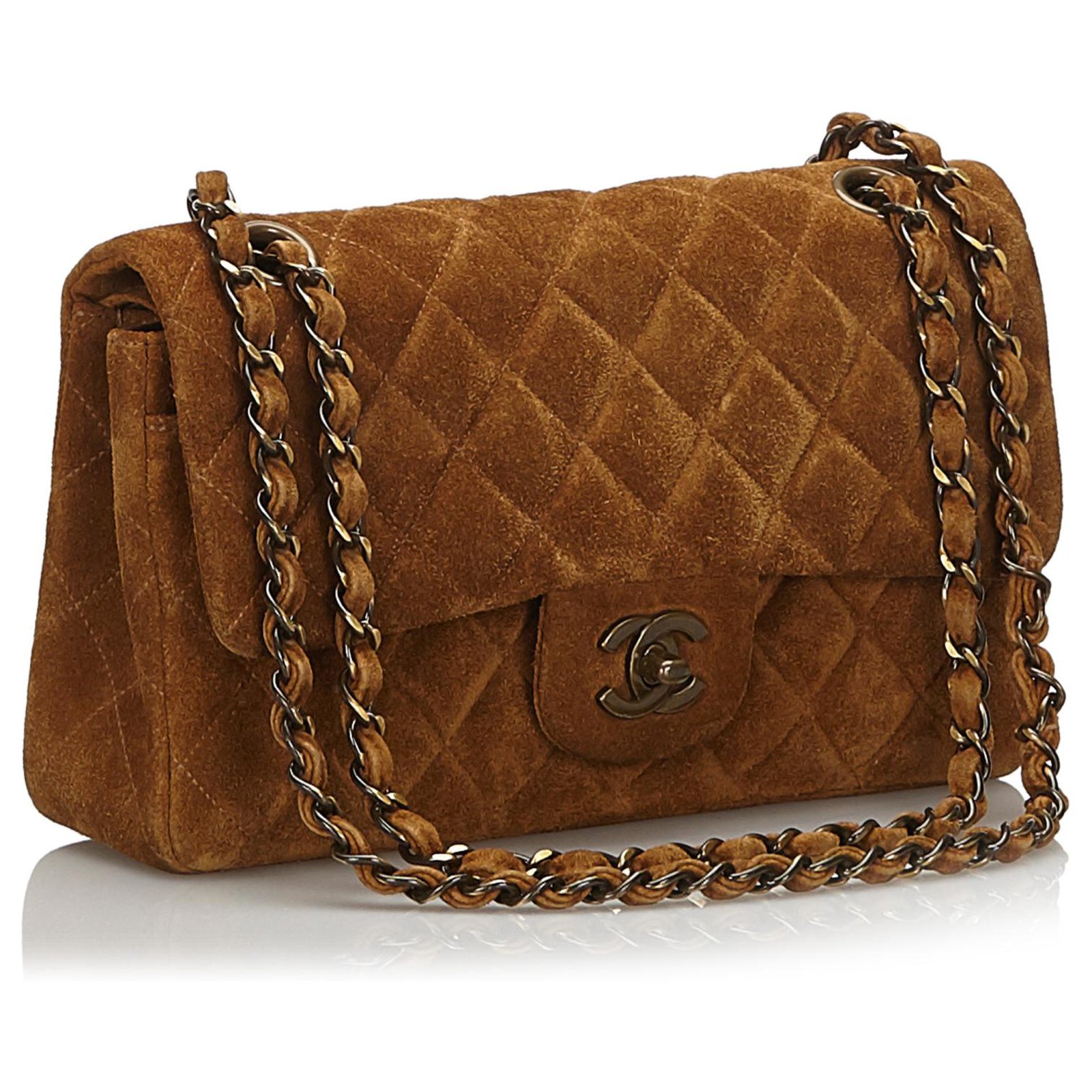 Chanel Classic Flap Large Jumbo Quilted Saddle Brown Nubuck