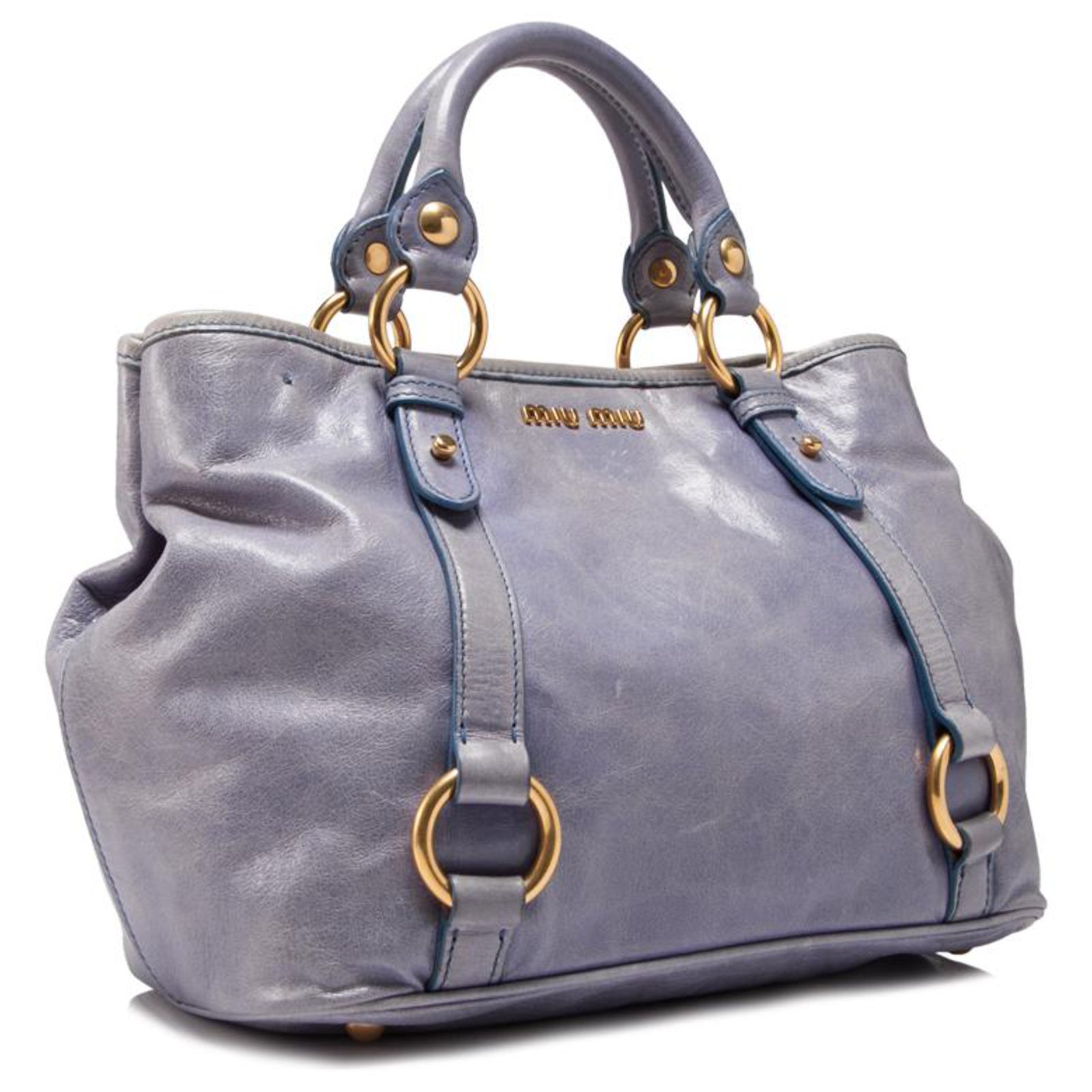 Miu Miu Purple Vitello Shine Satchel Leather Pony-style calfskin