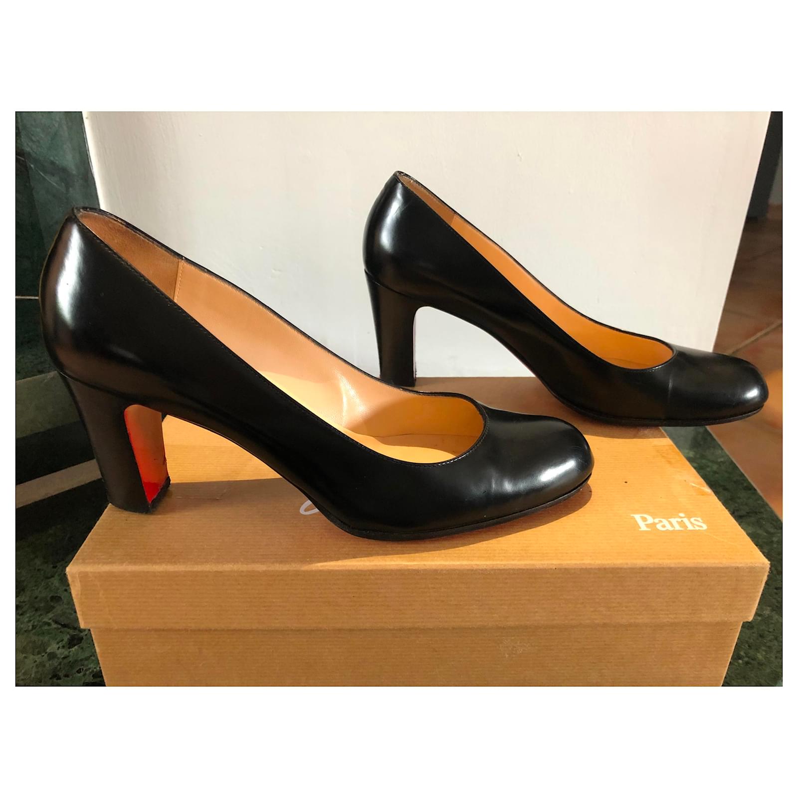 Christian Louboutin Miss Tack 70 Black Leather ref.155347 - Joli