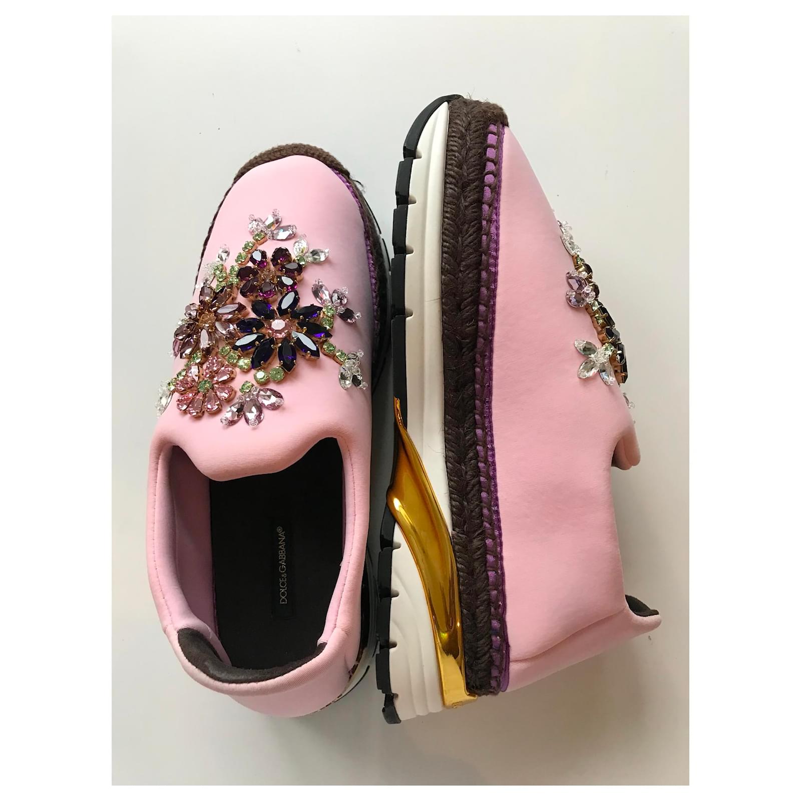 Dolce & Gabbana CRYSTAL EMBELISHED TRAINERS Pink Cloth ref