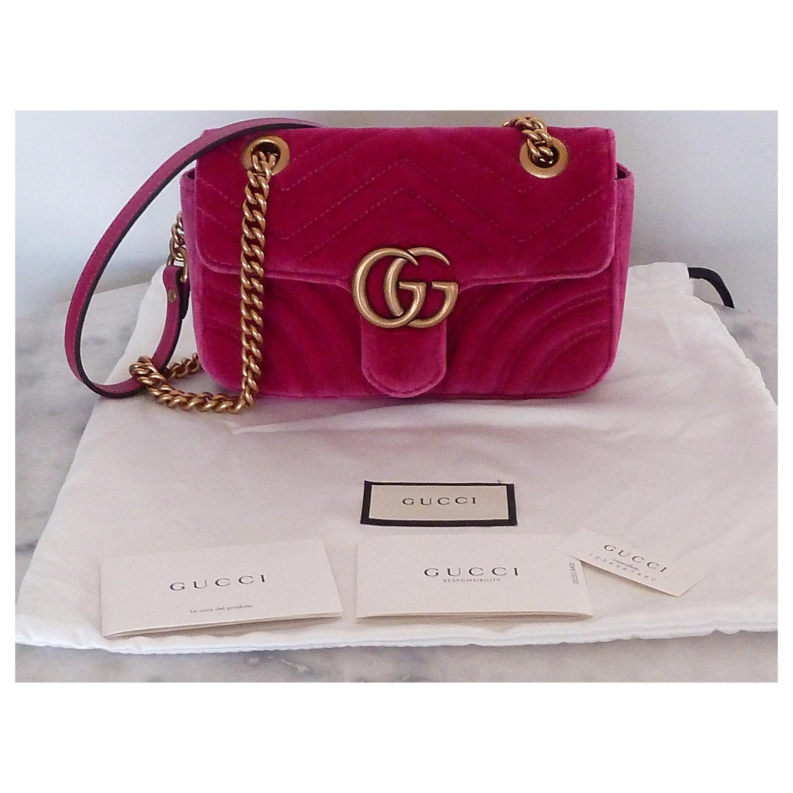 Gucci Handtaschen aus Samt - Rosa - 31878774