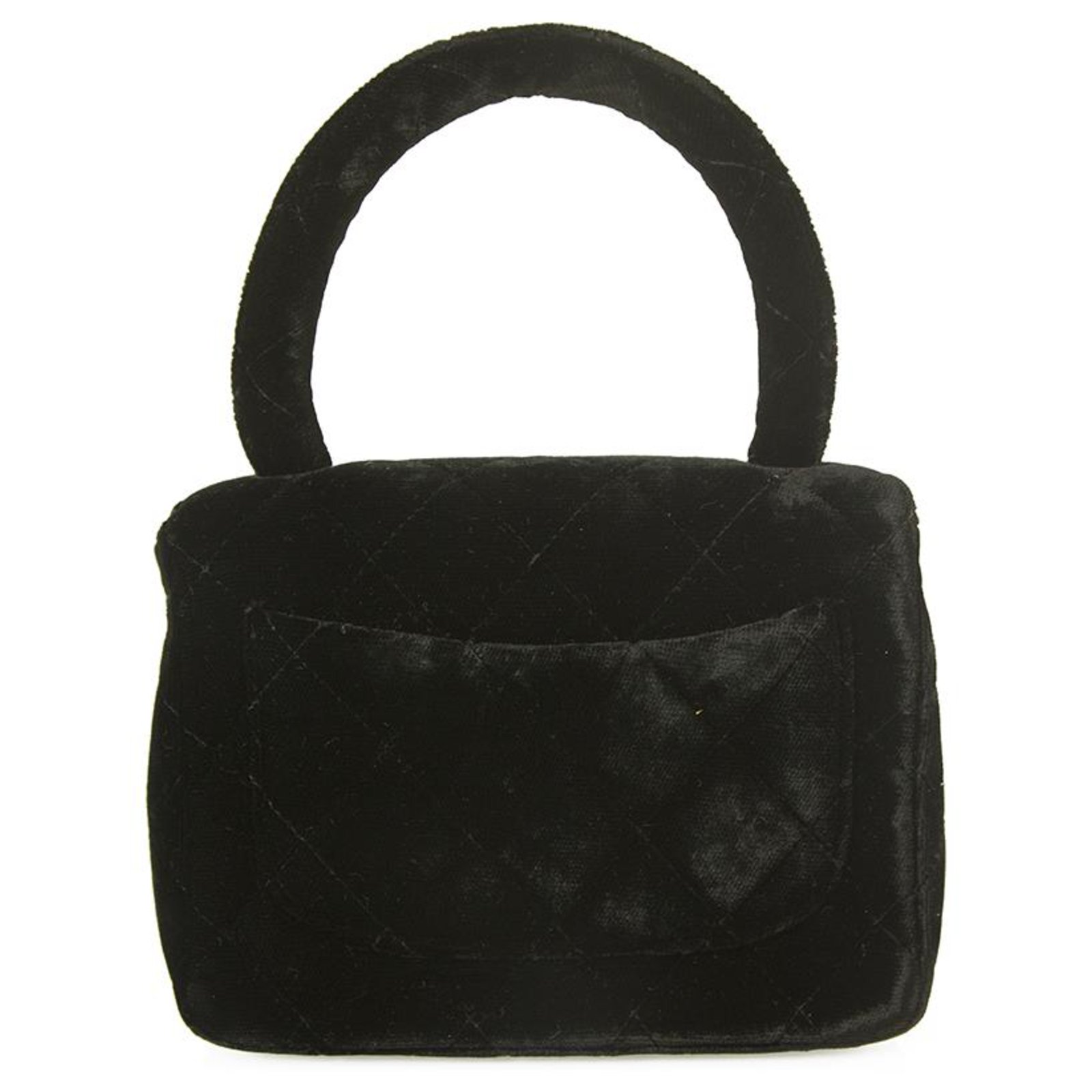 Vintage CHANEL Velvet Micro Mini Flap Bag Black Evening handbag