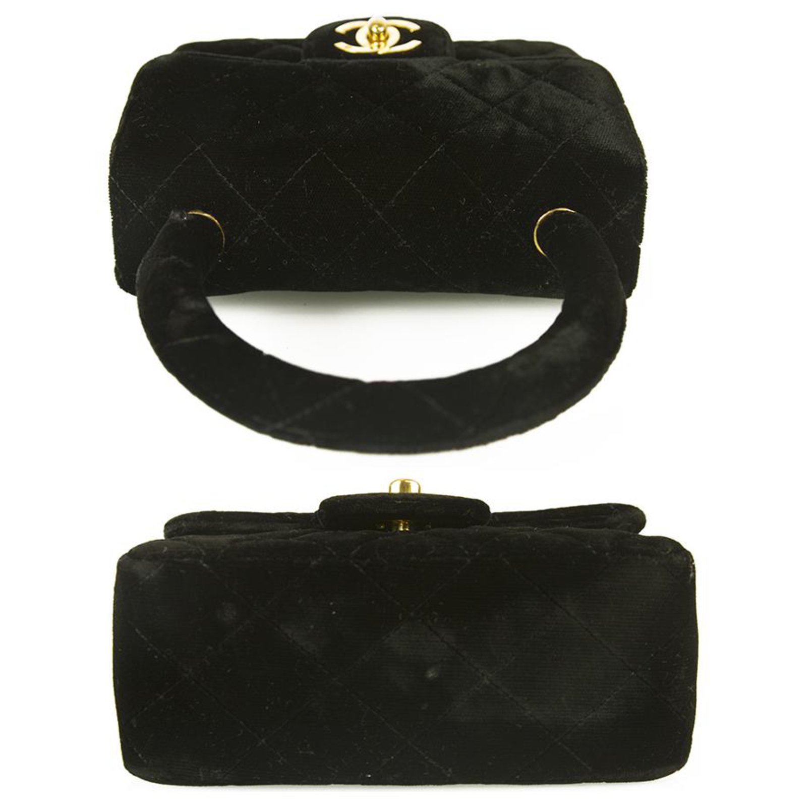 Vintage CHANEL Velvet Micro Mini Flap Bag Black Evening handbag
