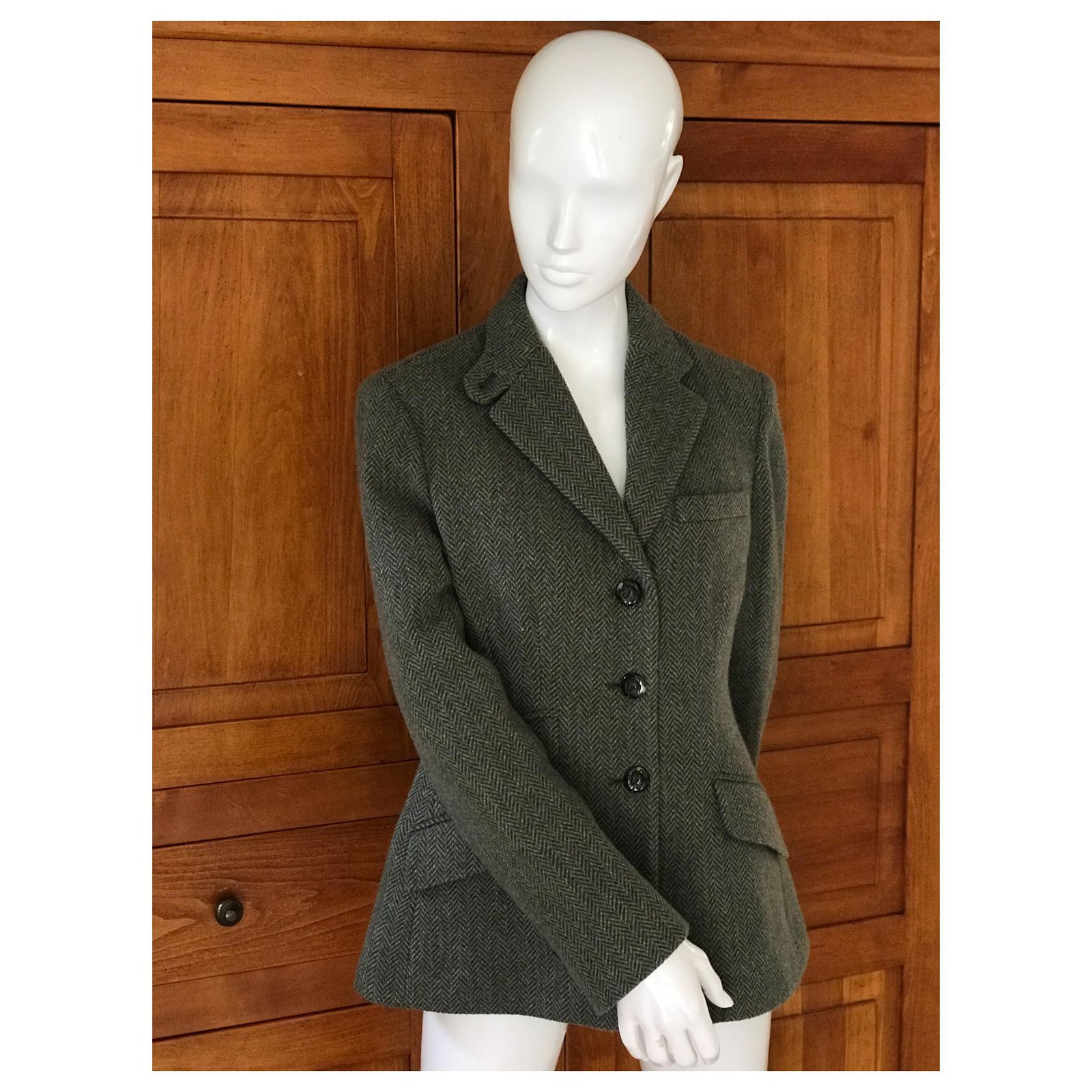 Louis Féraud Blazer style jacket Brown Light green Silk Wool ref.87950 -  Joli Closet