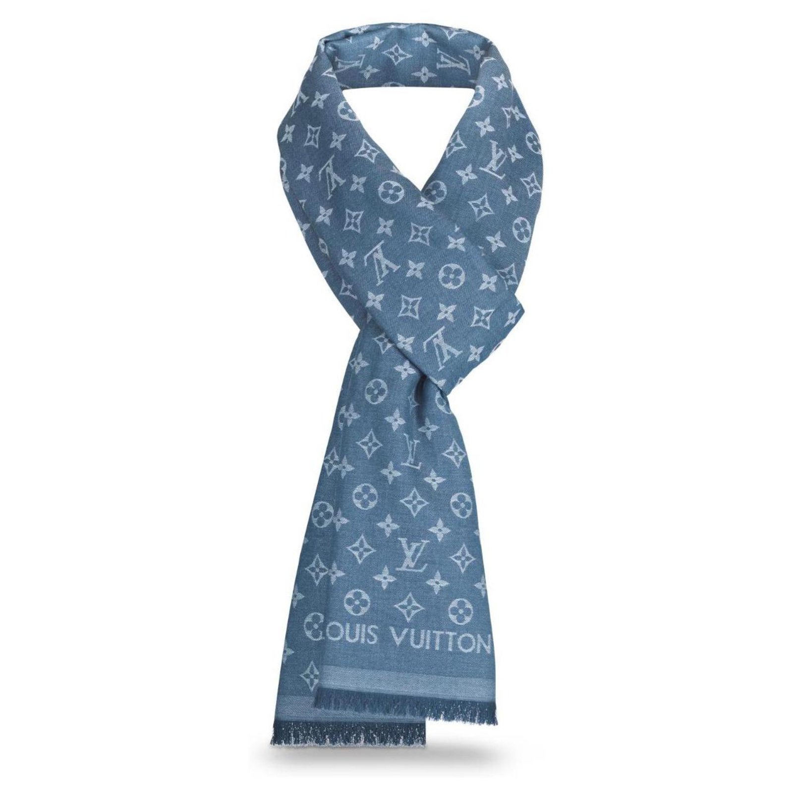 Châle Monogram Scarf Louis Vuitton Blue In Cotton