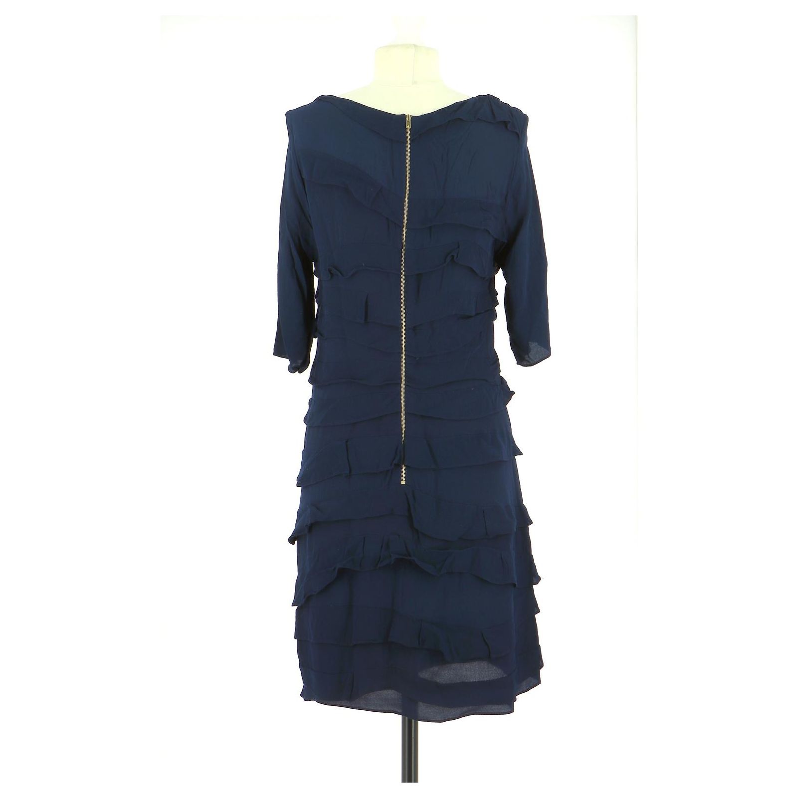 Robe Sandro Sans Manches Bleu Marine - Maille - Taille 2 - Excellent état Occasion