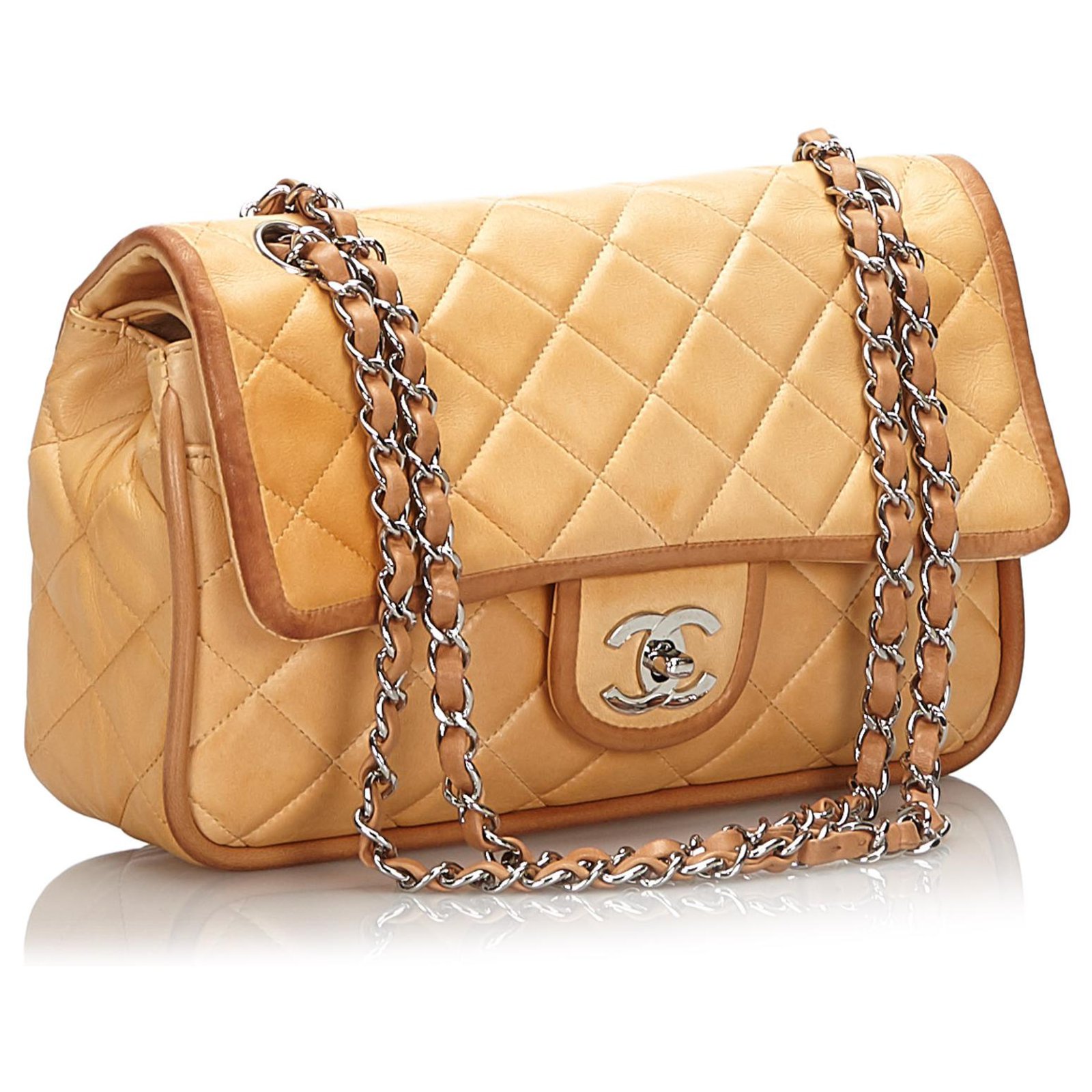 CHANEL Matelasse Turn Lock Chain Shoulder Bag Lamb Skin Gold CC Auth 31382a  Golden ref.655233 - Joli Closet