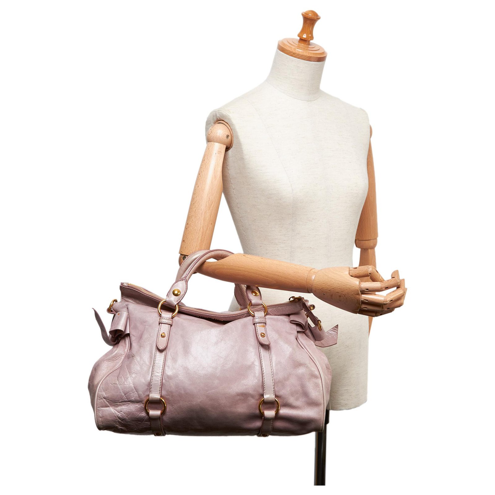 Miu Miu // Pink Vitello Lux Bow Satchel Bag – VSP Consignment