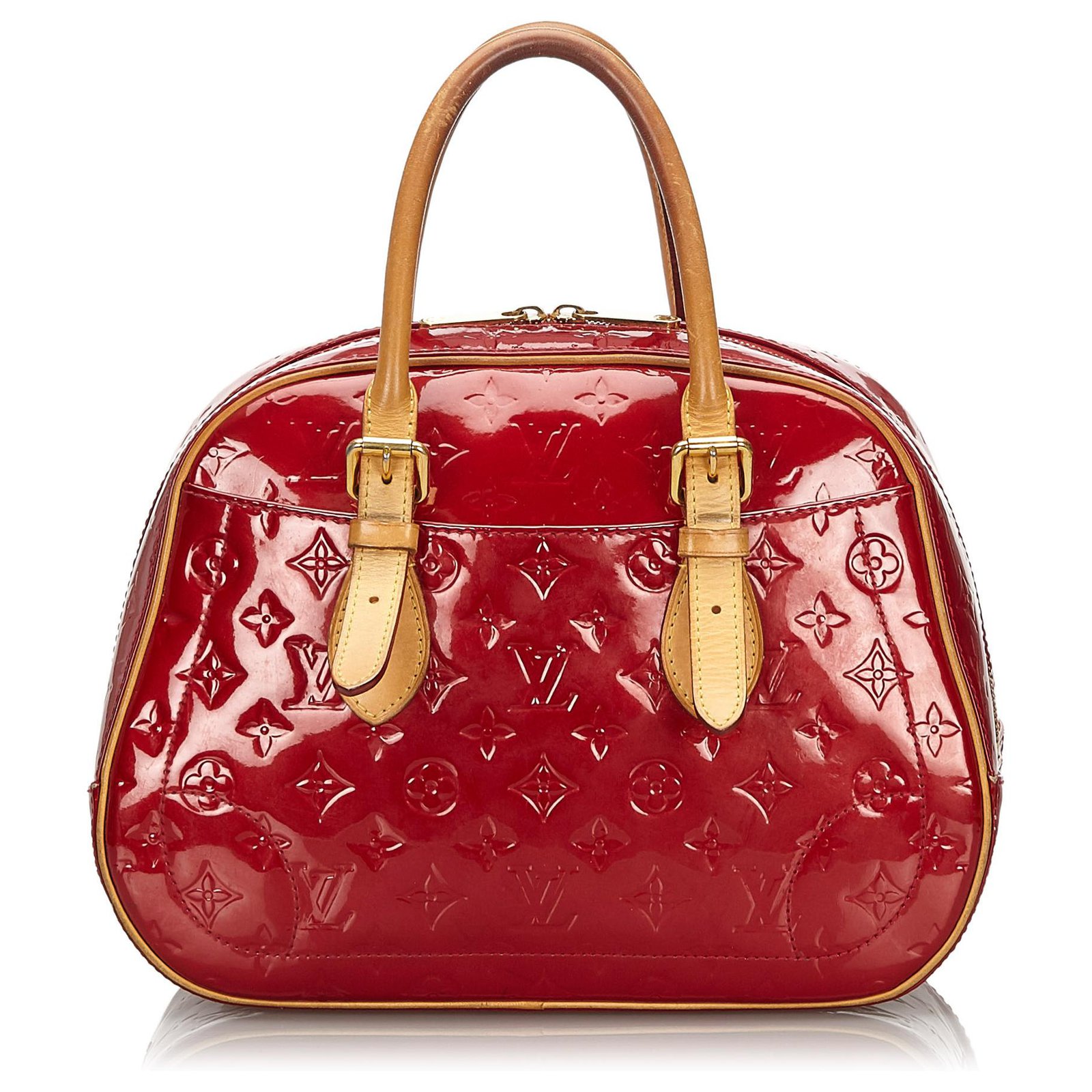 LOUIS VUITTON Summit Drive Monogram Vernis Satchel Bag Red