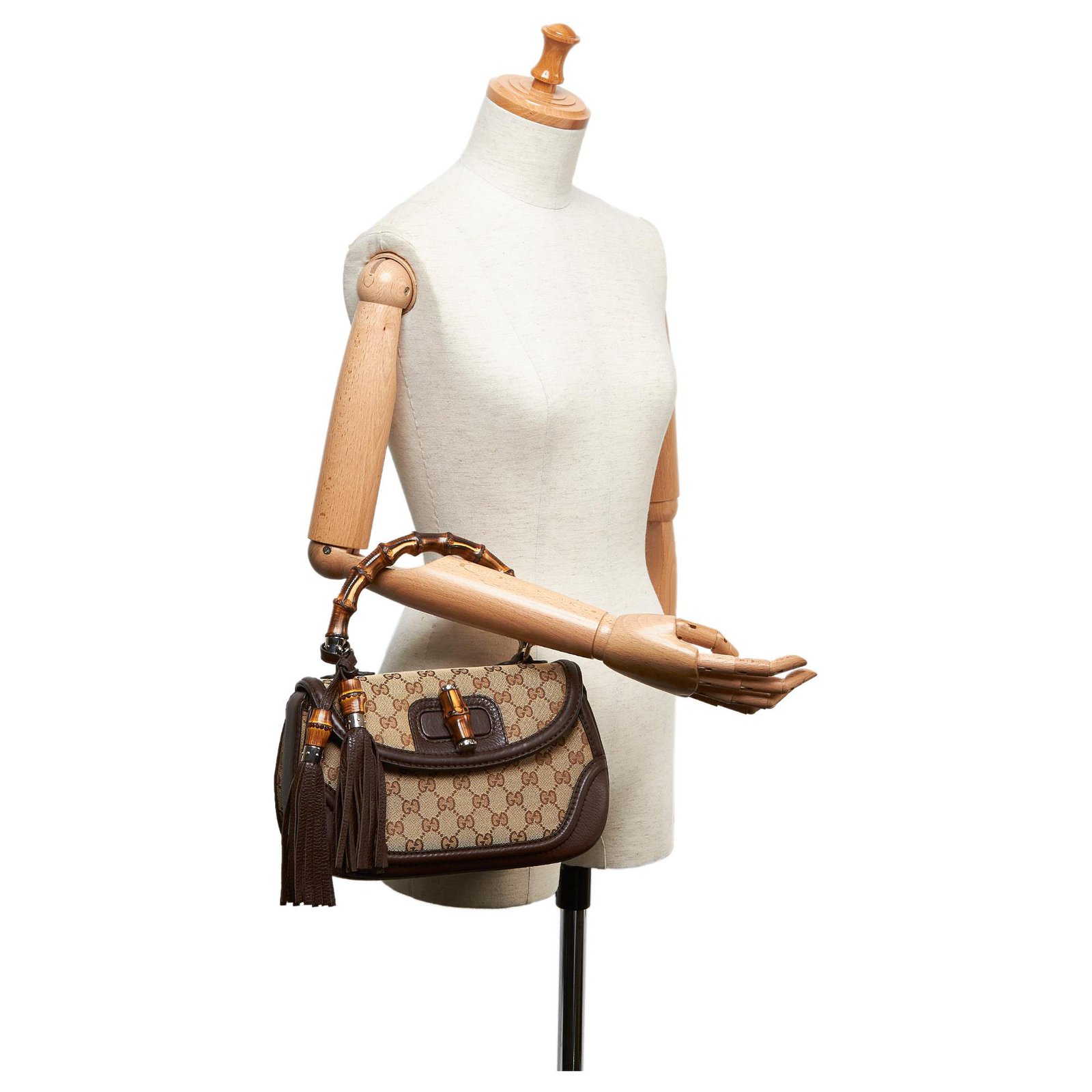 Gucci Brown Bamboo Leather Croisette Evening Bag Beige ref.149066 - Joli  Closet