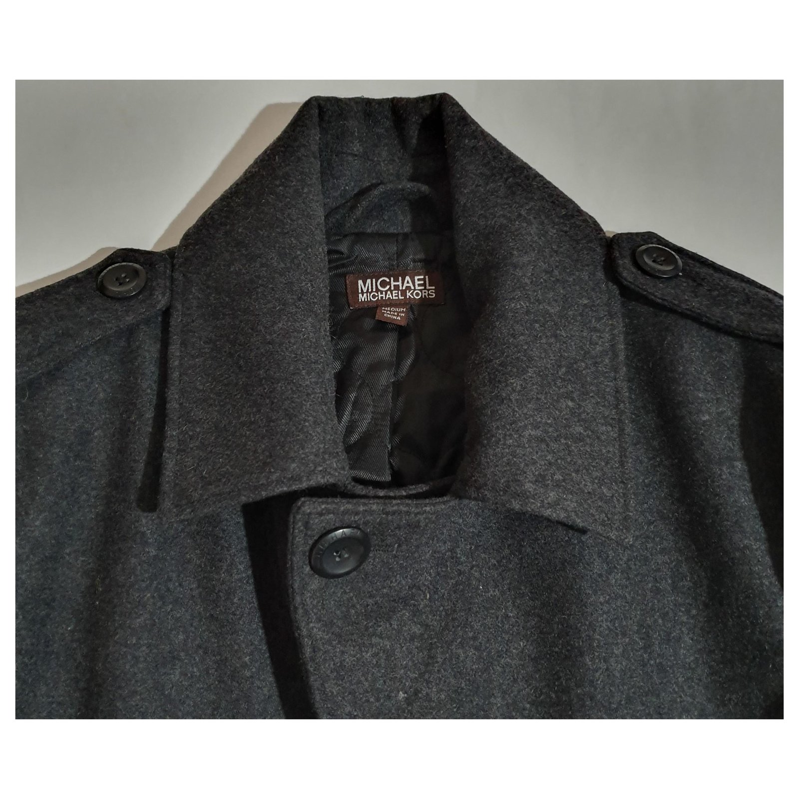 Michael Kors Men Coats Outerwear Grey Polyester Wool Rayon ref.158329 ...