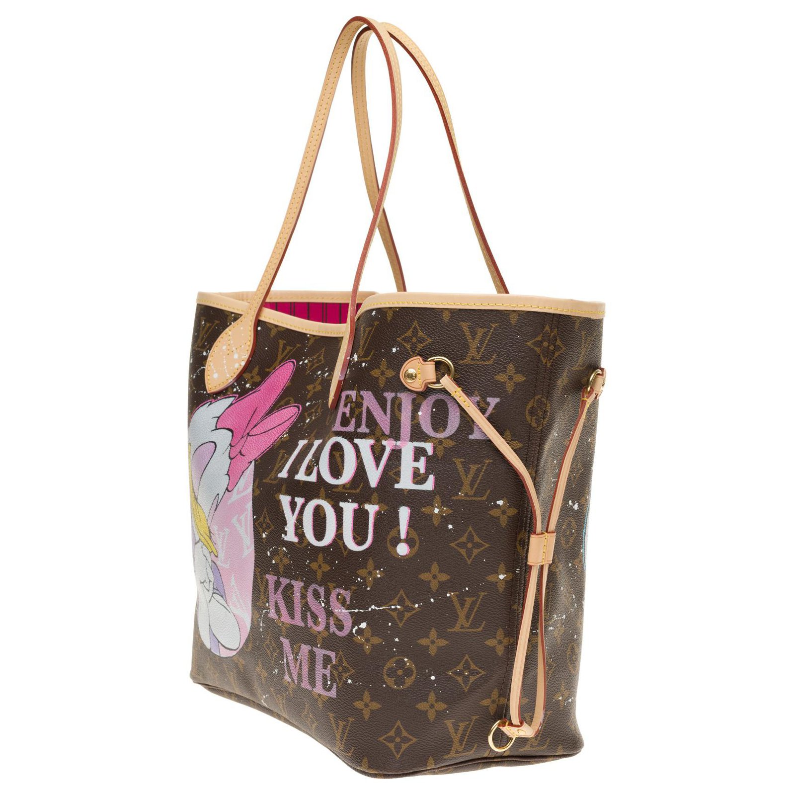 Louis Vuitton Neverfull MM Monogram New with Customized Pouch My Daily  Mood by the artist PatBo Brown Leather Cloth ref.158378 - Joli Closet