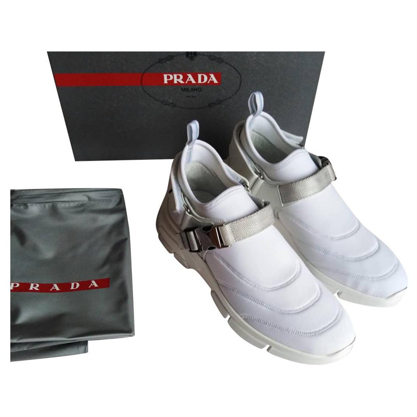 prada buckle sneakers
