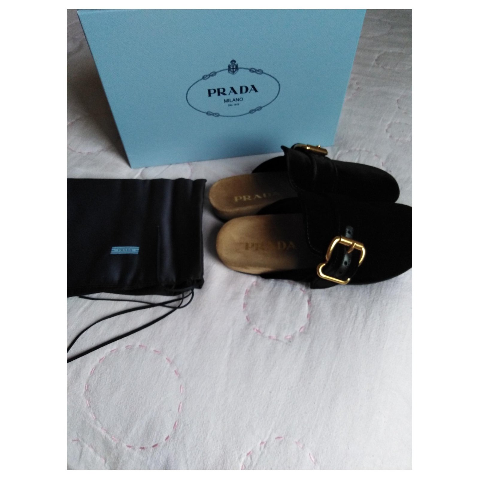 prada velvet clog