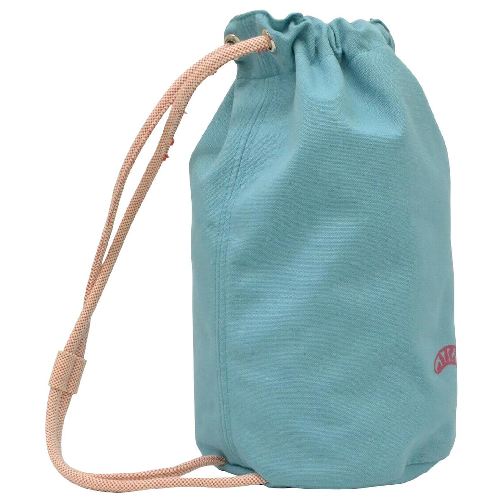 Hermès Drawstring Shoulder Bag Polochon Leopard Blue Cloth ref.159437