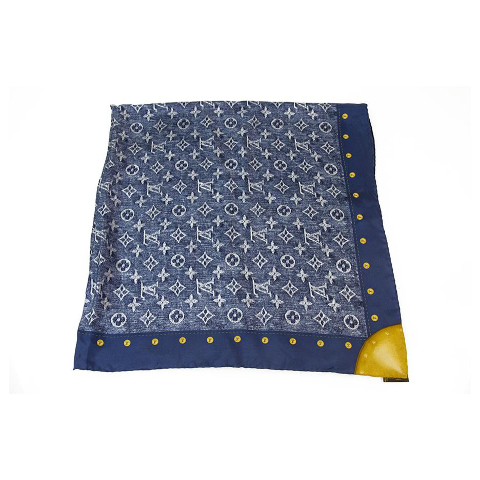 Scialle Louis Vuitton Denim blu Blue Silk Wool ref.210495 - Joli Closet