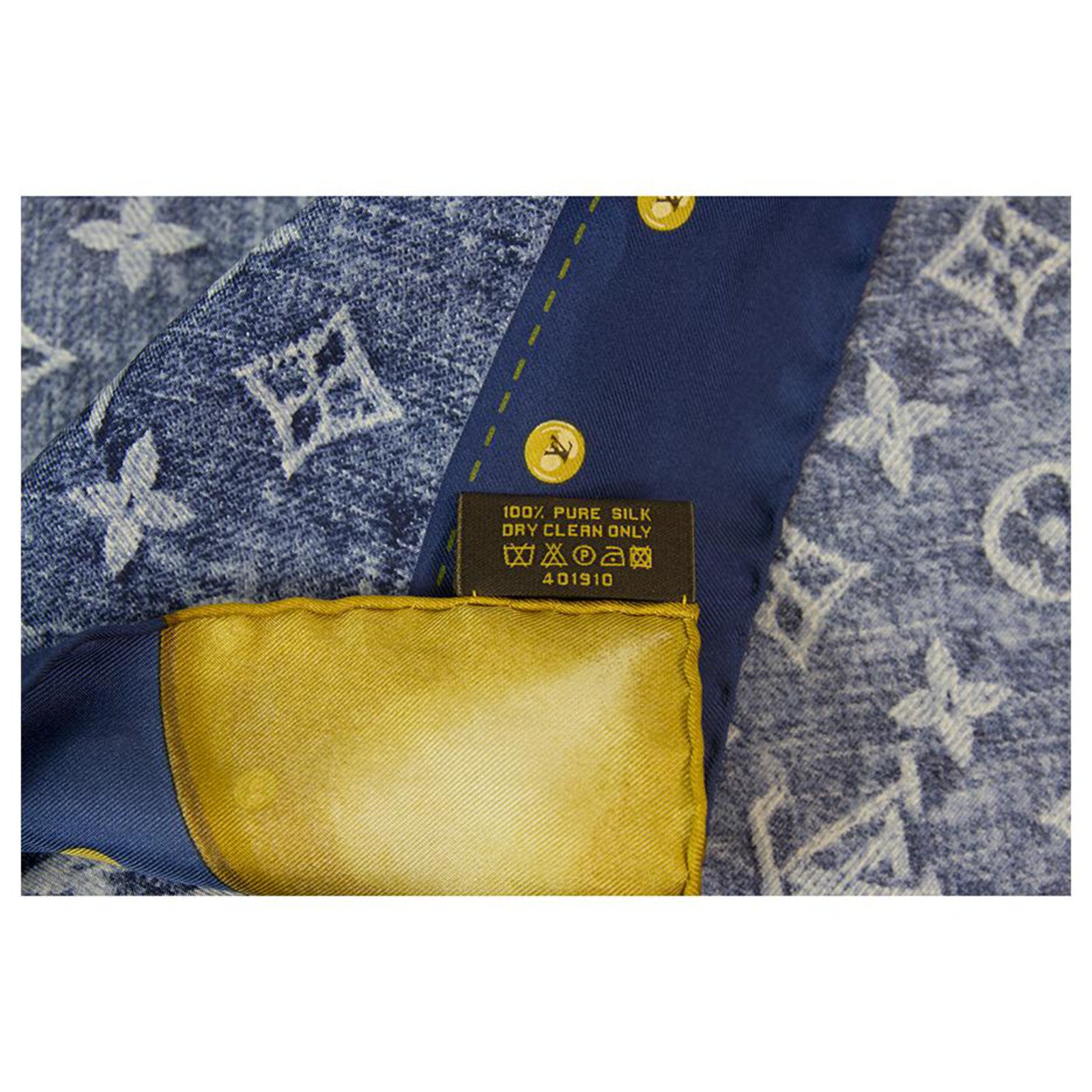 LOUIS VUITTON LV Monogram Blue Denim trunk print Jeans 100% Silk