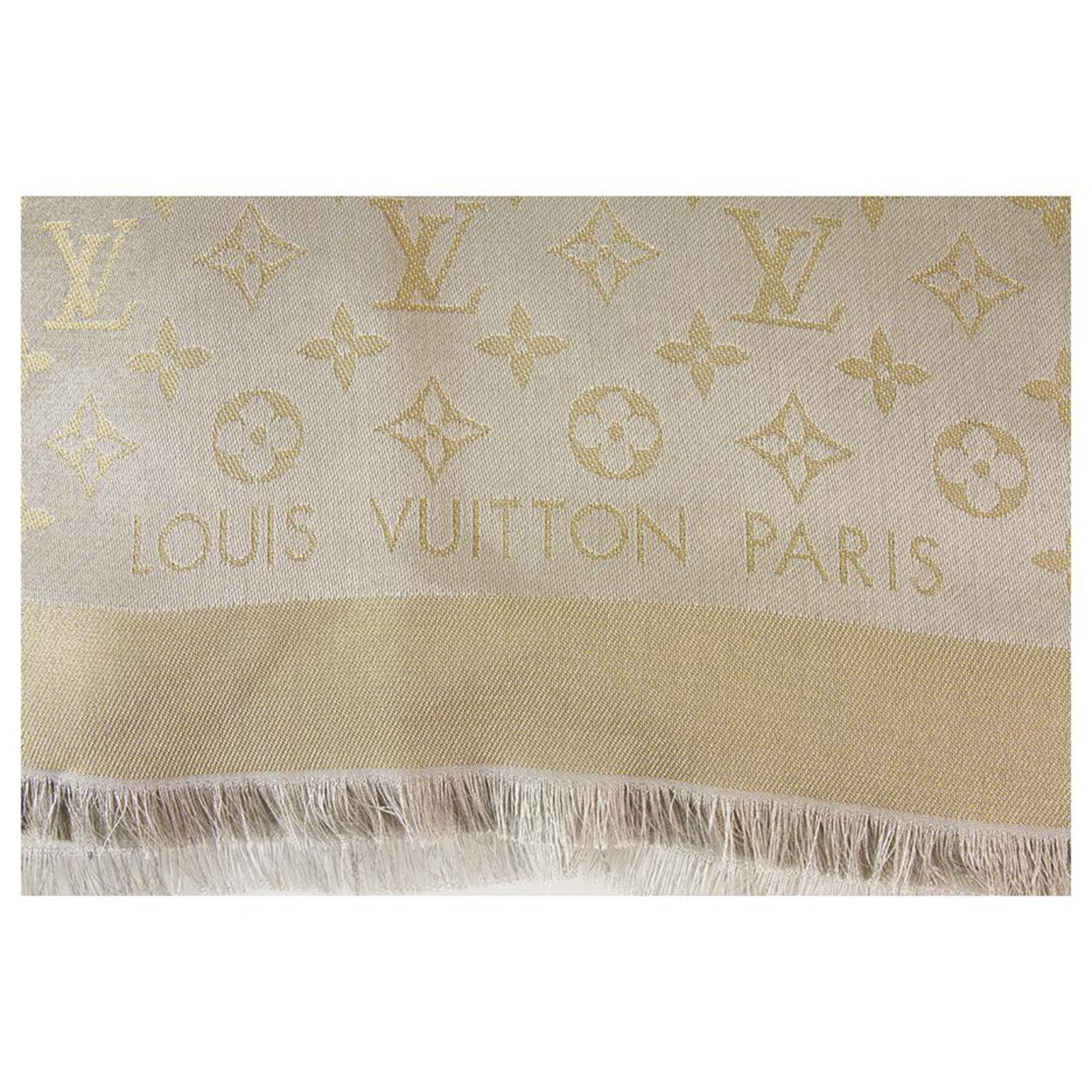 Louis Vuitton Grey/Gold Monogram Shine Shawl - LabelCentric