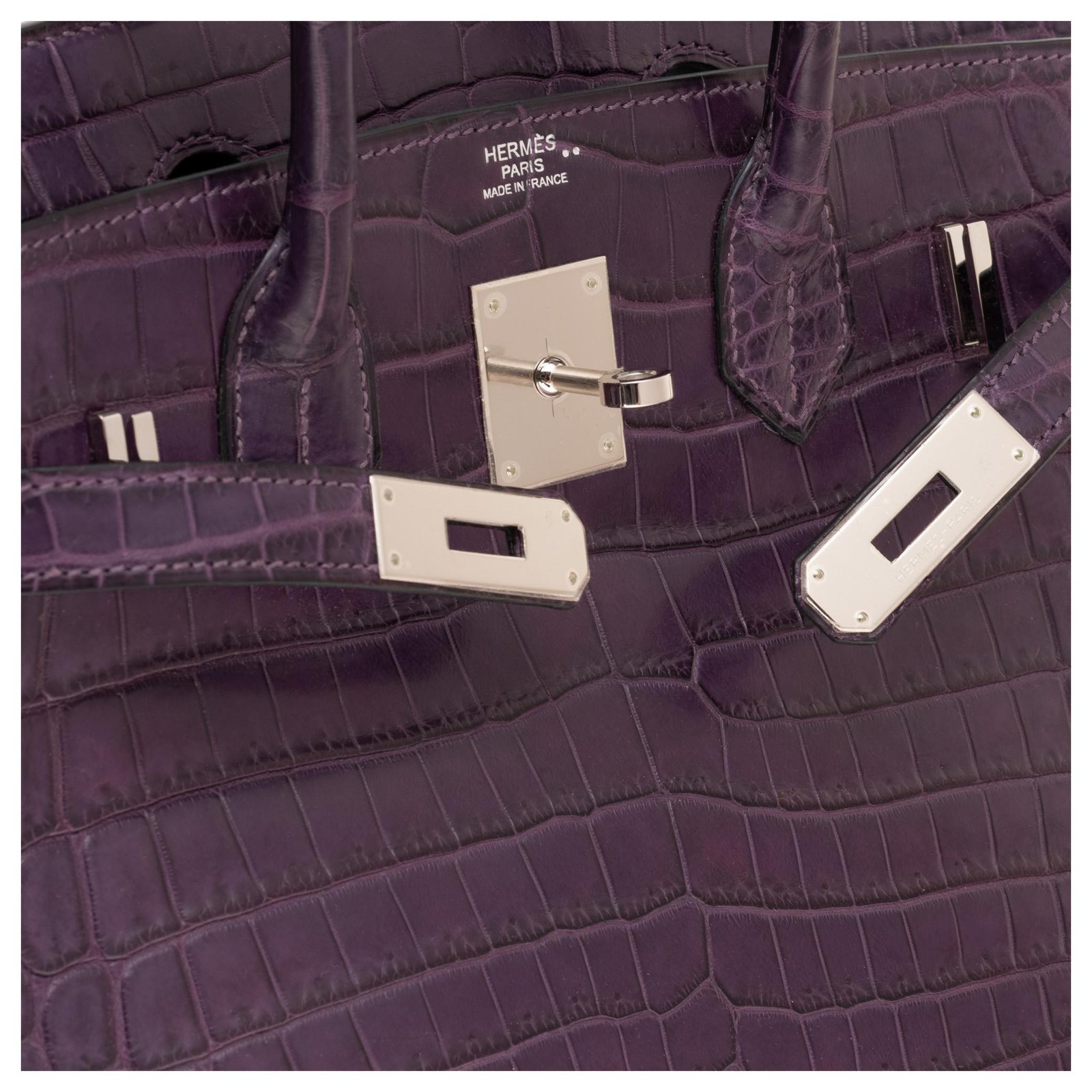 Hermès Matte Ebene Niloticus Crocodile Vespa TPM Palladium Hardware, 2003 (Very Good), Brown Womens Handbag
