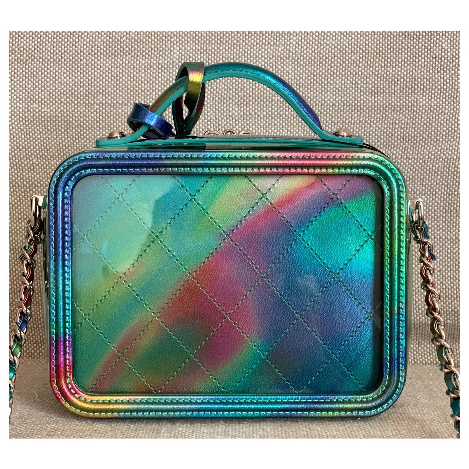 Chanel Vanity Case Small Rainbow Patent