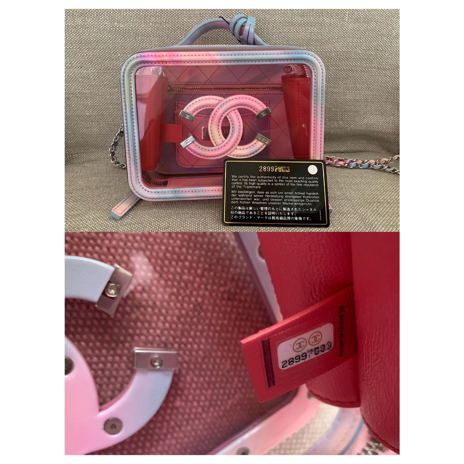 Chanel PVC Pink Rainbow Vanity Filigree Case