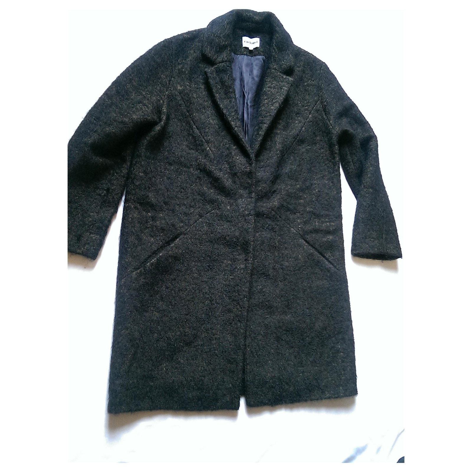 Cacharel Coats, Outerwear Black Khaki Wool Mohair ref.160533 - Joli Closet