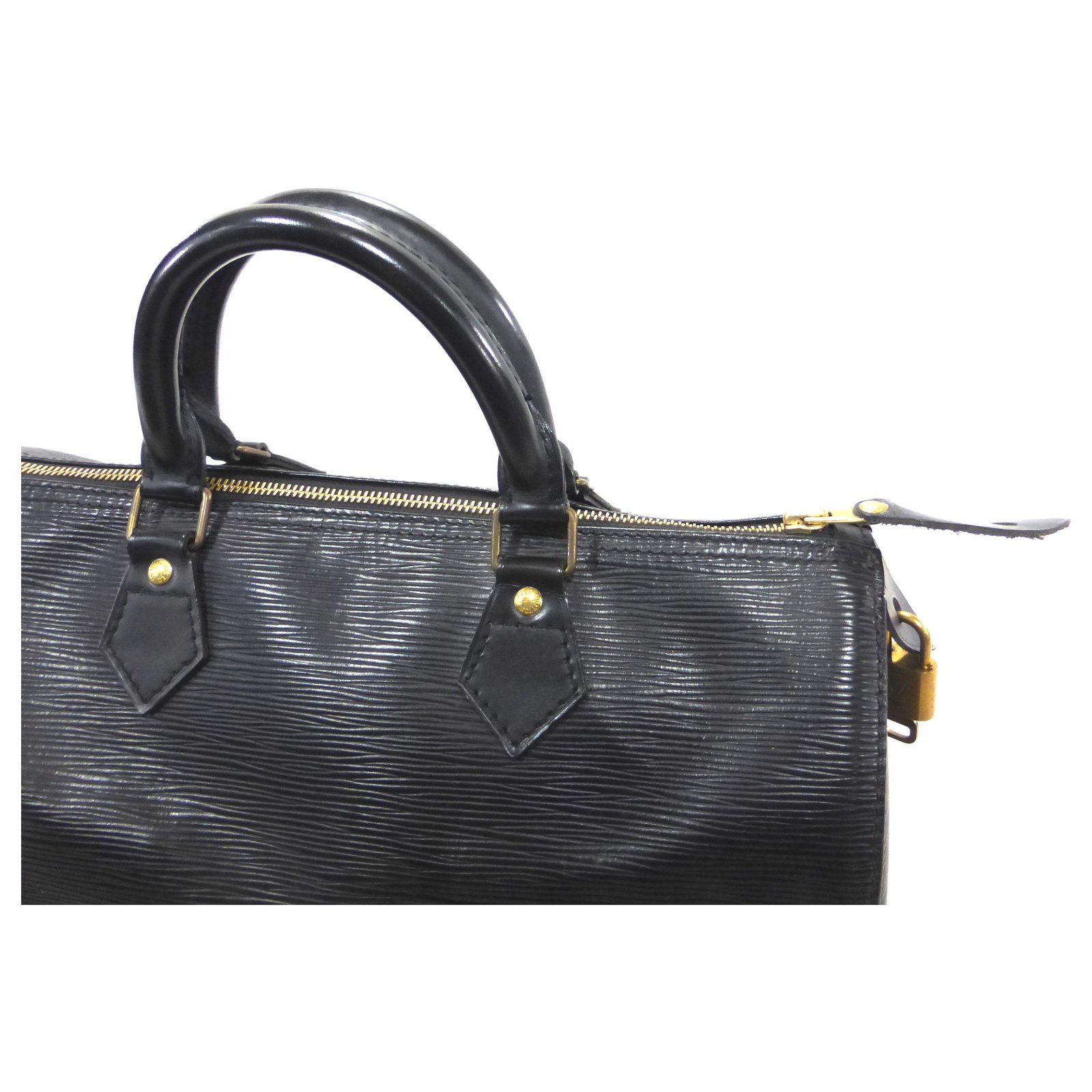 Louis Vuitton Speedy 30 Cuir épi noir Black Leather ref.486392 - Joli Closet
