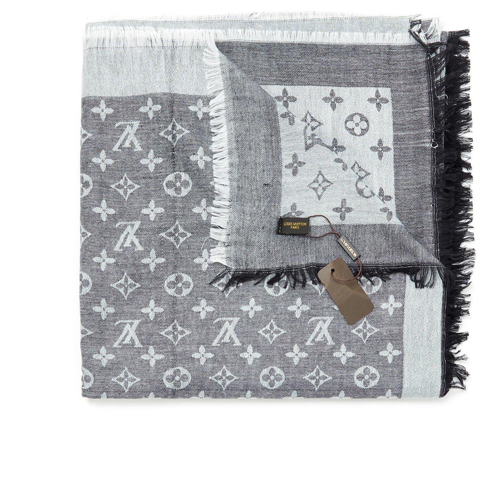 Louis Vuitton CHALE MONOGRAM DENIM BLACK NEW Silk Wool ref.160693