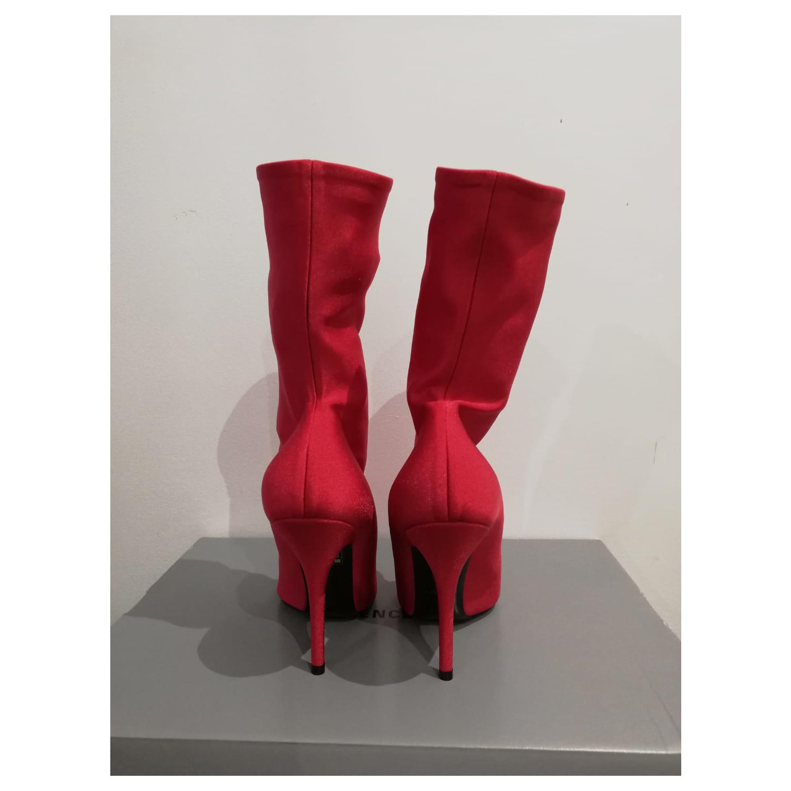 Balenciaga Red Knife Over-the-Knee Boots ($1,710) ❤ liked on Polyvore  featuring shoes, boots, balenciaga boots, over…