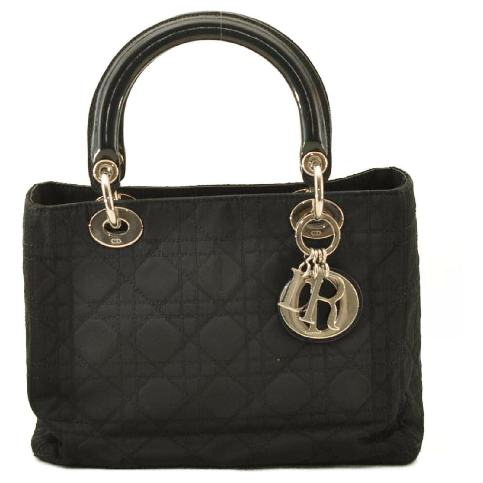 Christian Dior Lady Dior Nylon 2Way Black Cloth Ref 161380 Joli Closet christian-dior-lady-dior-nylon-2way-black-cloth-ref-161380-joli-closet
