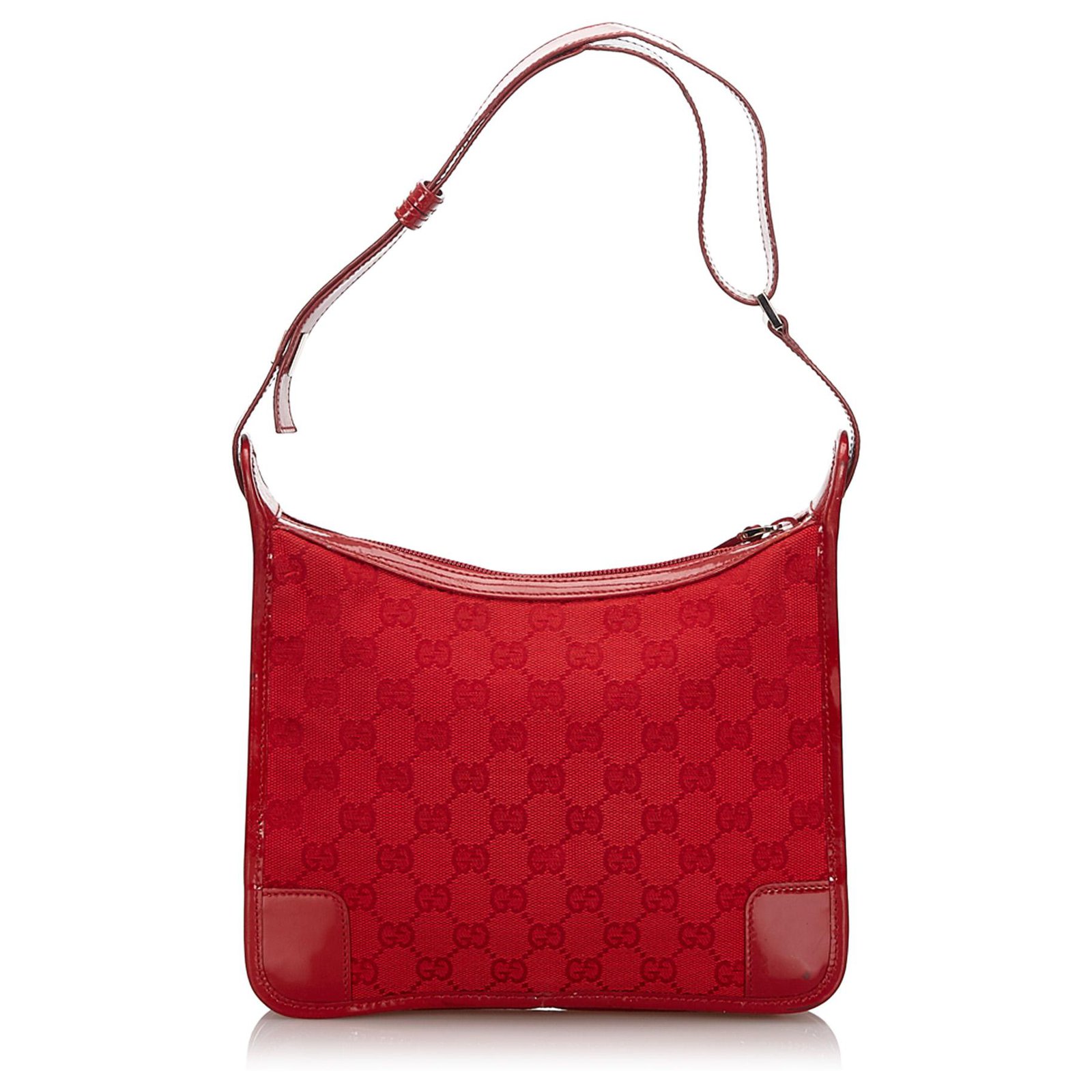 Gucci Red GG Canvas Shoulder Bag Leather Cloth Cloth ref.152585