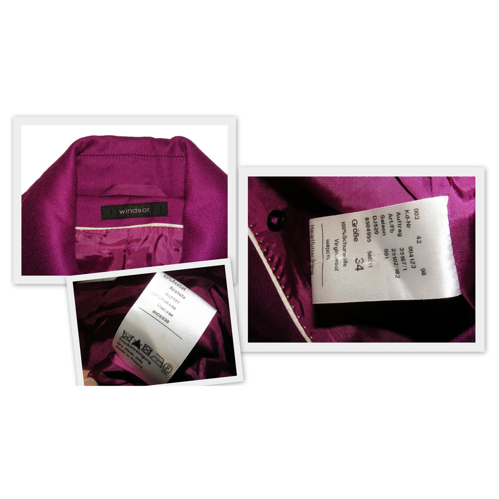 Windsor Coats, Outerwear Purple Wool Viscose Acetate ref.162211 - Joli ...