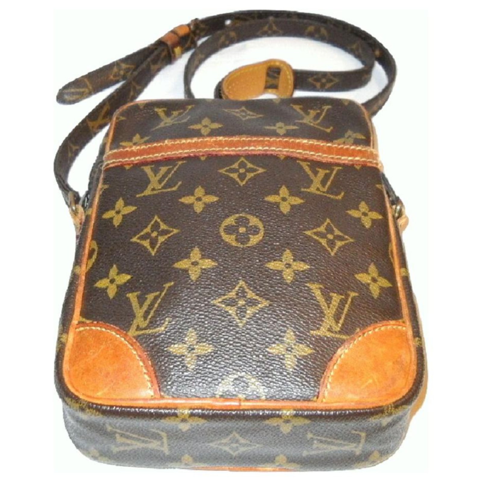 LOUIS VUITTON vintage Danube PM bag Brown Leather Cloth ref.162659