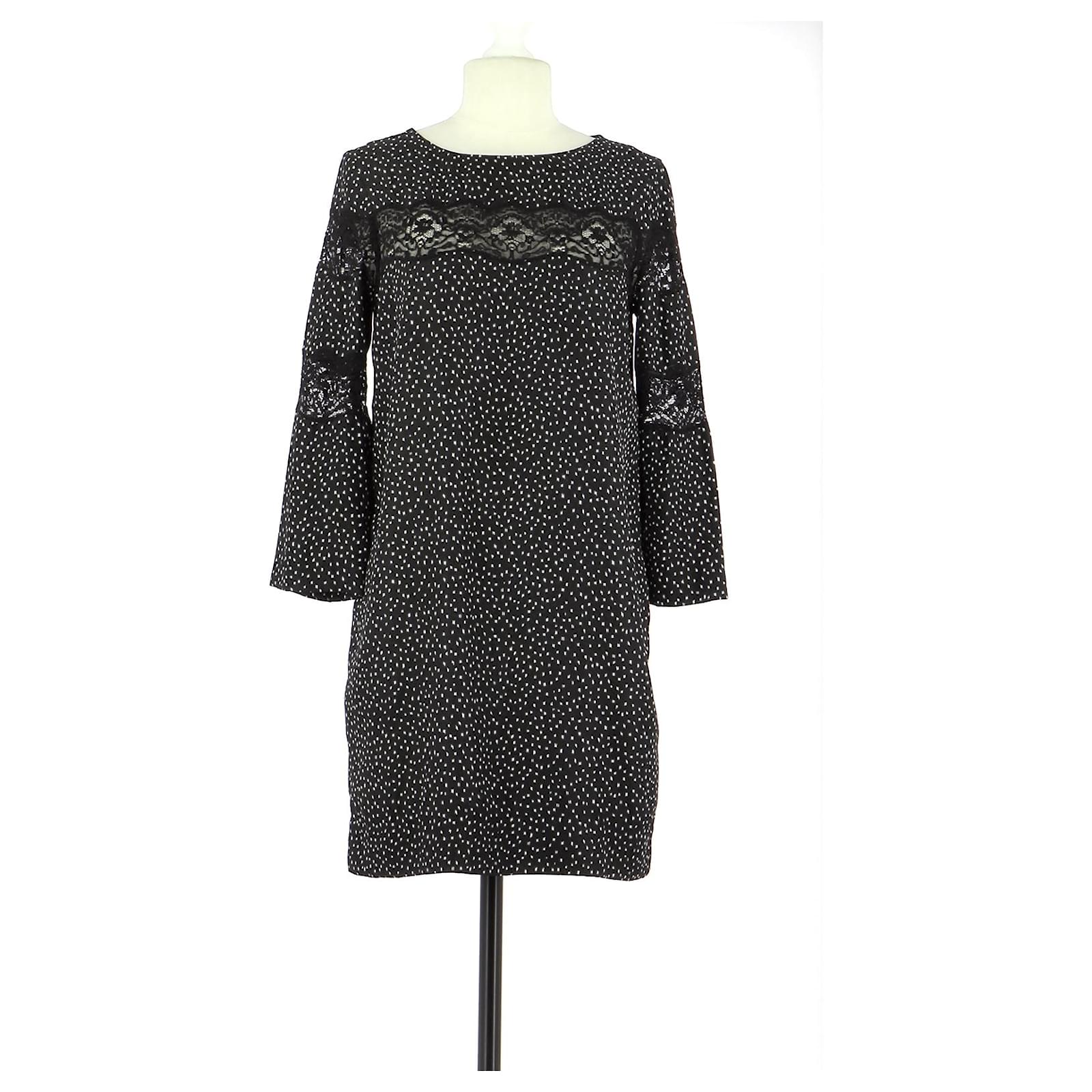 Sandro Robe Polyester Noir ref.163244 Joli Closet